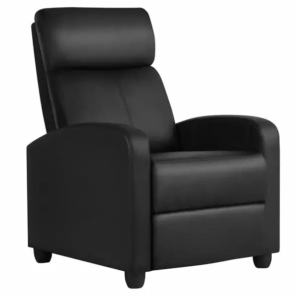 Topeakmart Adjustable Recliner Chair PU Leather Recliner Sofa Pocket Spring 27 x 29 x 39.2 Inches Black