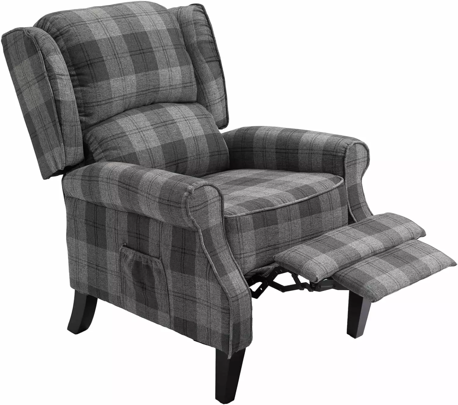 Modern Comfortable Upholstered Leisure Chair Footrest Grey Check Zengpin