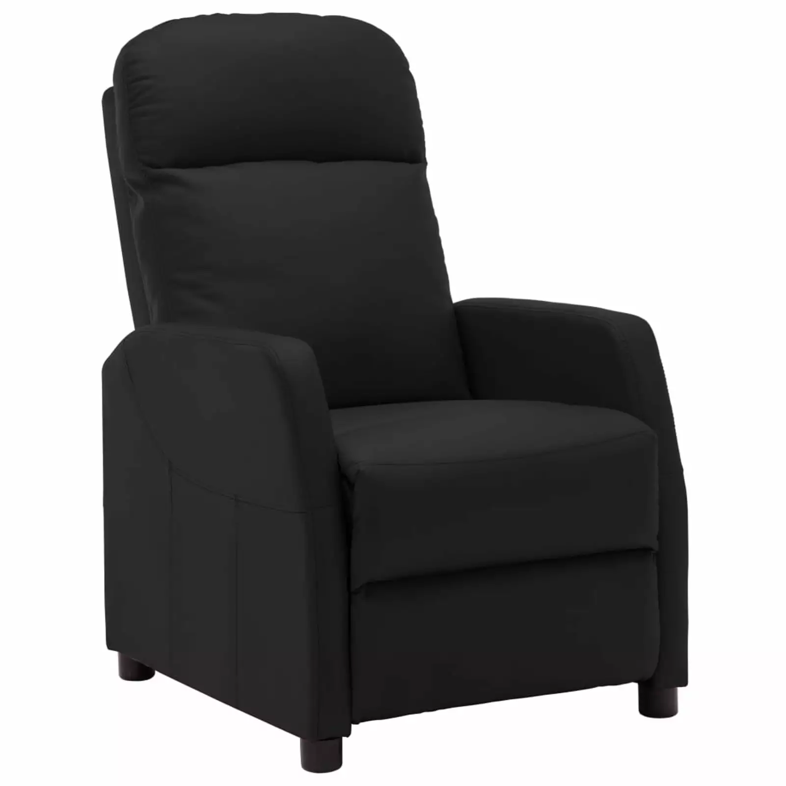 Black Faux Leather Reclining Chair Comfortable Living Room Seating Maboto