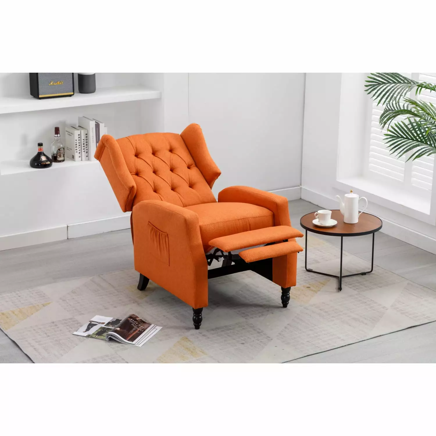 Orange Linen Modern Upholstered Recliner Chair Vibrant Living Spaces Ponnky