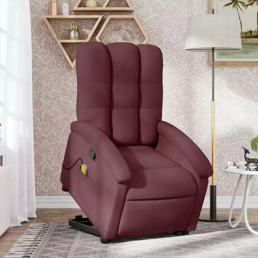 vidaXL Stand Up Massage Recliner Chair Purple Fabric - Lift Assist Recliner Elderly