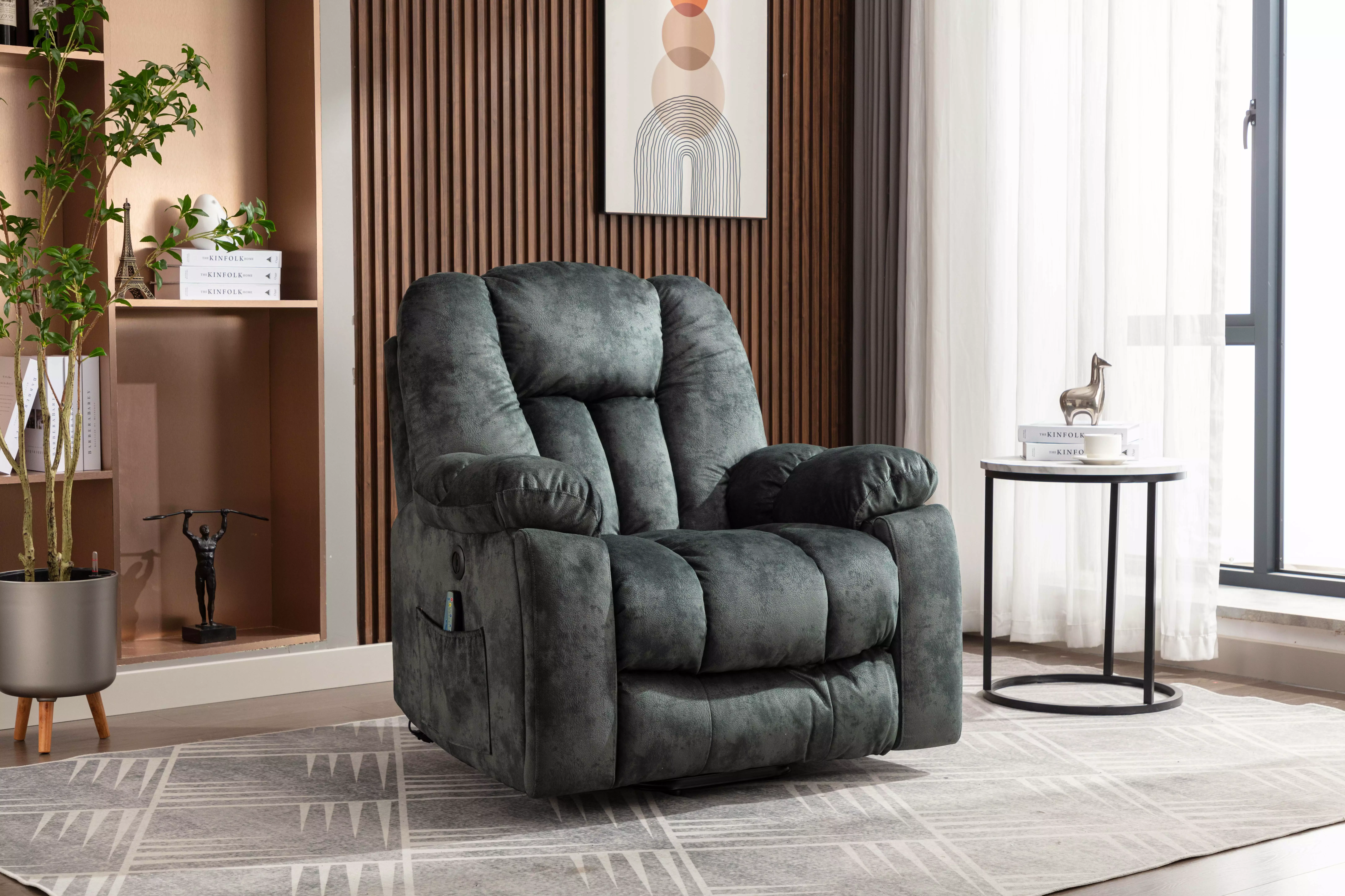 Bestier Power Lift Recliner Chair Massage Heat and USB Gray