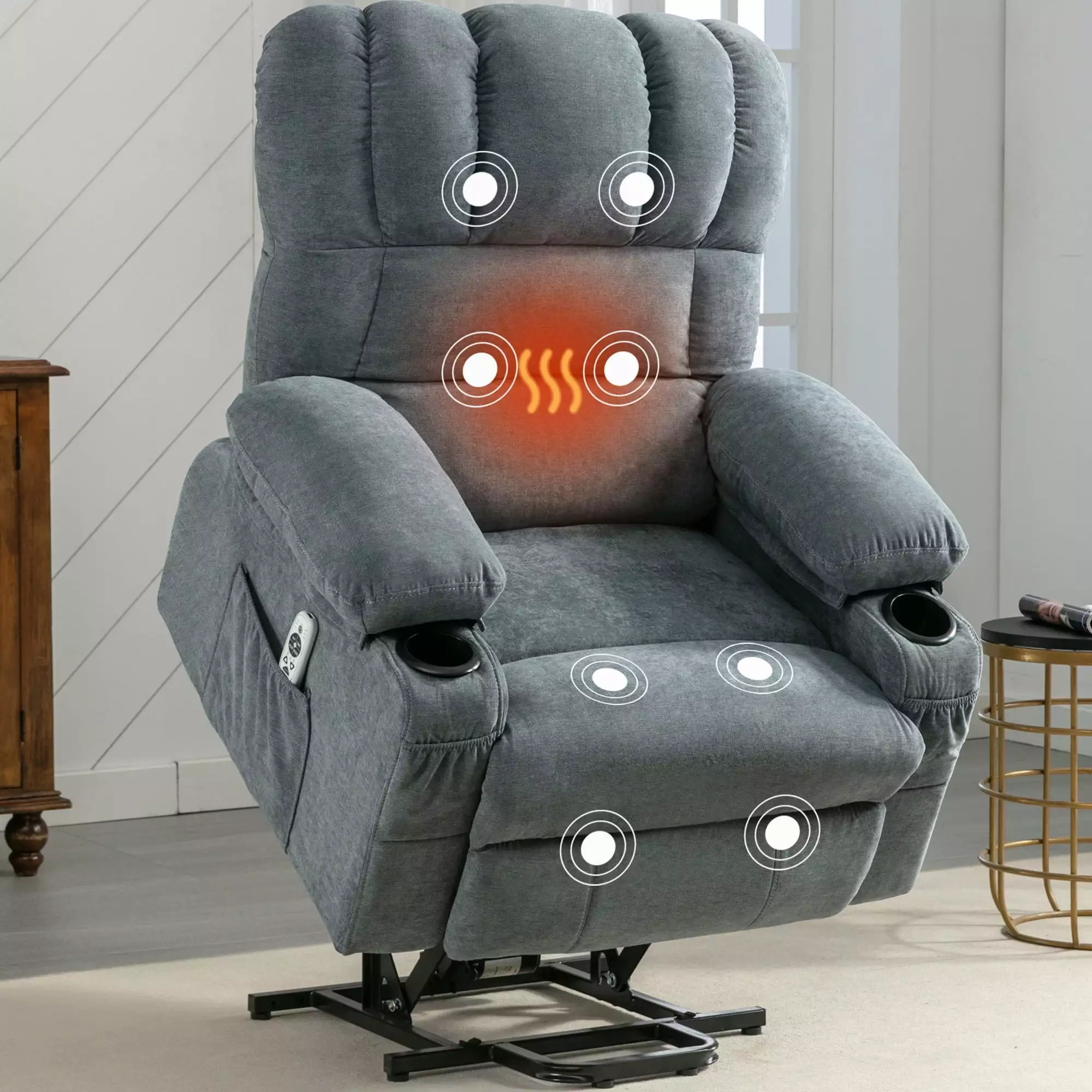 BTMWAY Lift Chairs Elderly Electric Massage Lift Recliner Heating and Vibration Functions