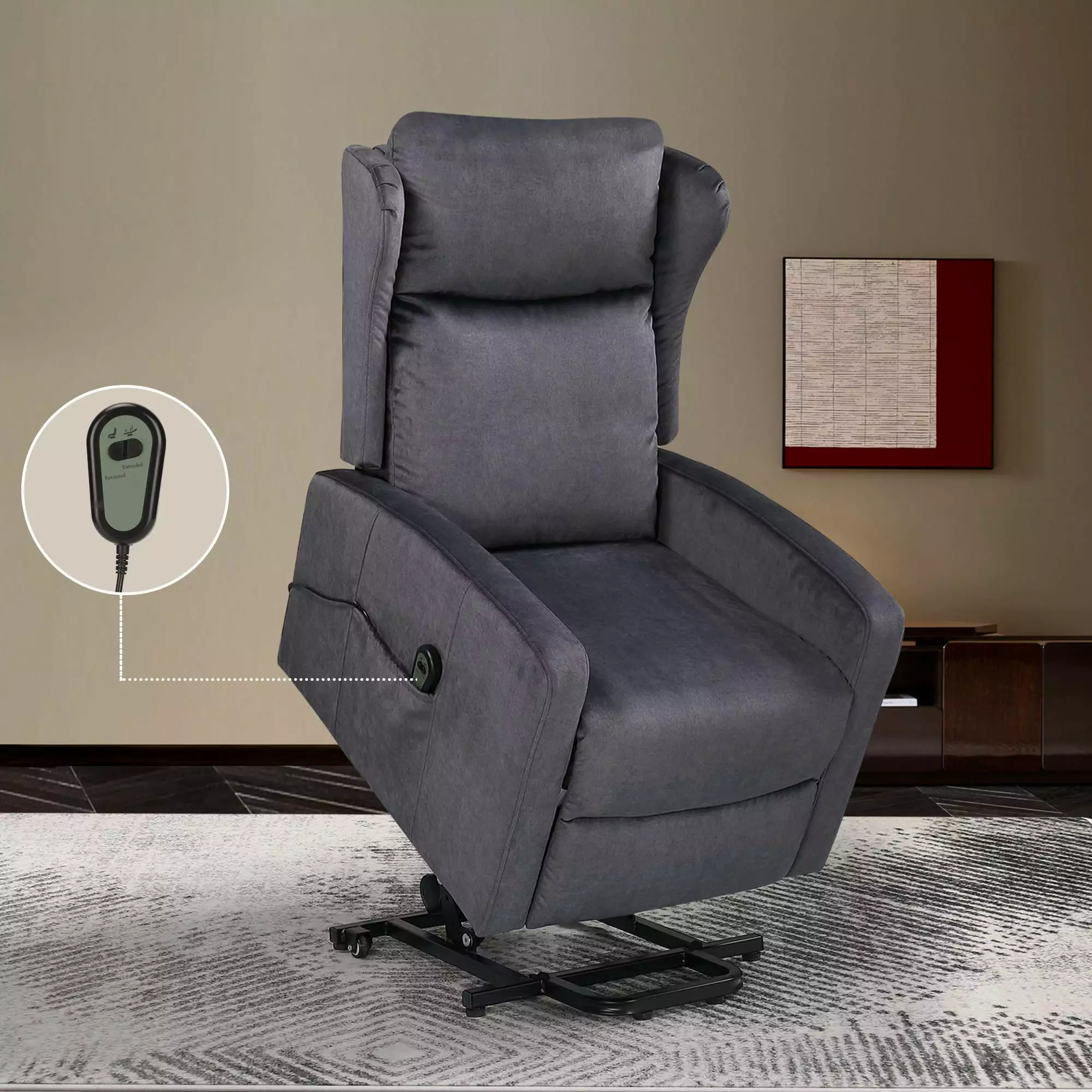 CCCCCAOLI Adjustable Power Lift Recliner Chair Remote Control Grey