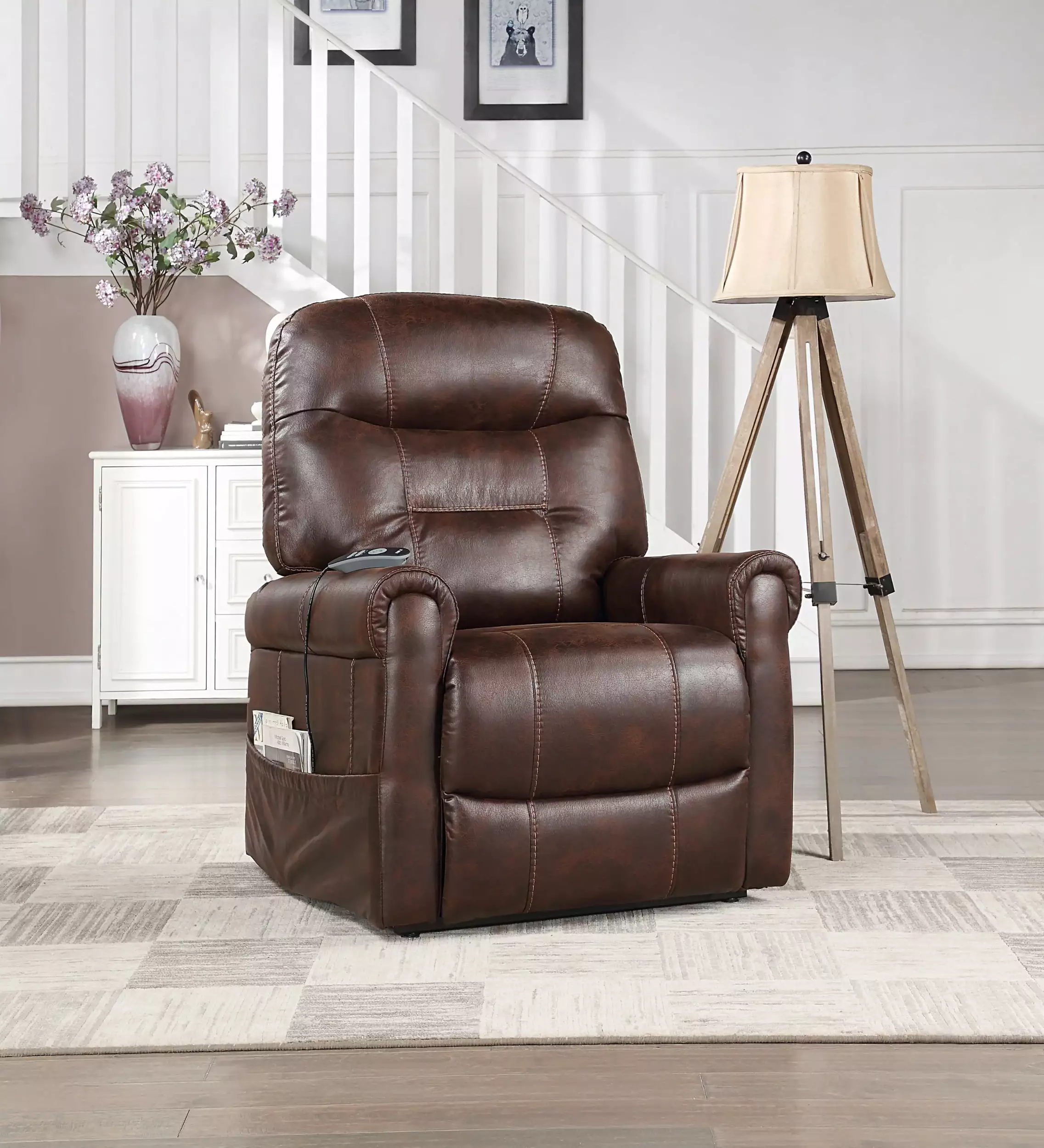 Comfortable Power Recliner Lift Chair Heat Massage Plush Seating Easy Ingress