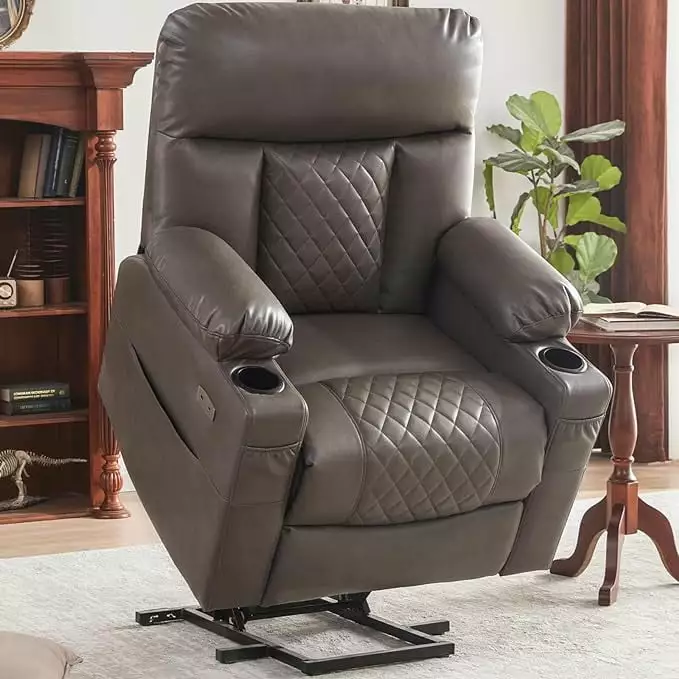 Lift Chairs Recliner Elderly Heat And Massage Chair Electric Power Recliner Cup Holder USB Type C Ports Jamini