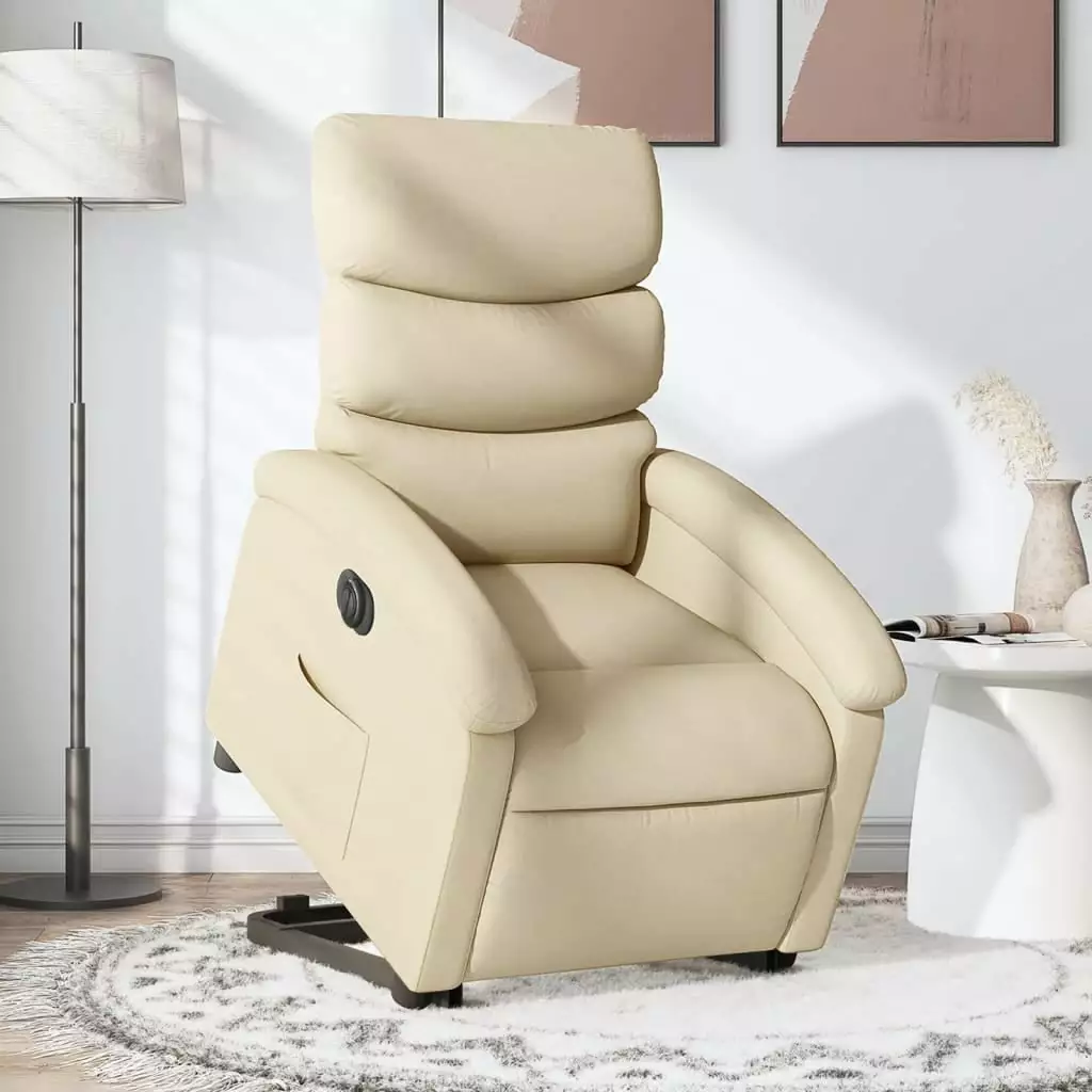 vidaXL Electric Stand up Recliner Chair Cream Fabric Power Lift Recliner Sofa Seniors