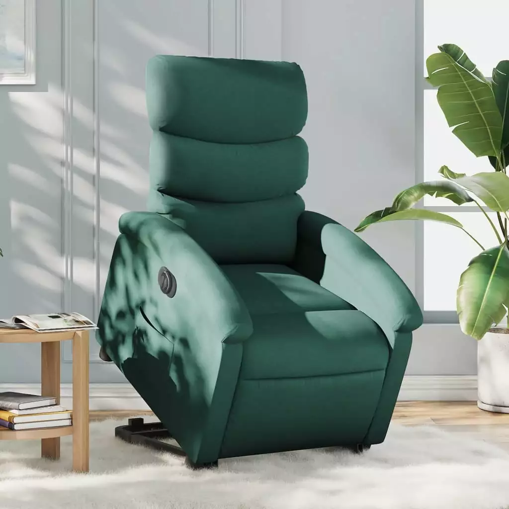 vidaXL Electric Stand up Recliner Chair Dark Green Fabric Power Lift Recliner Elderly