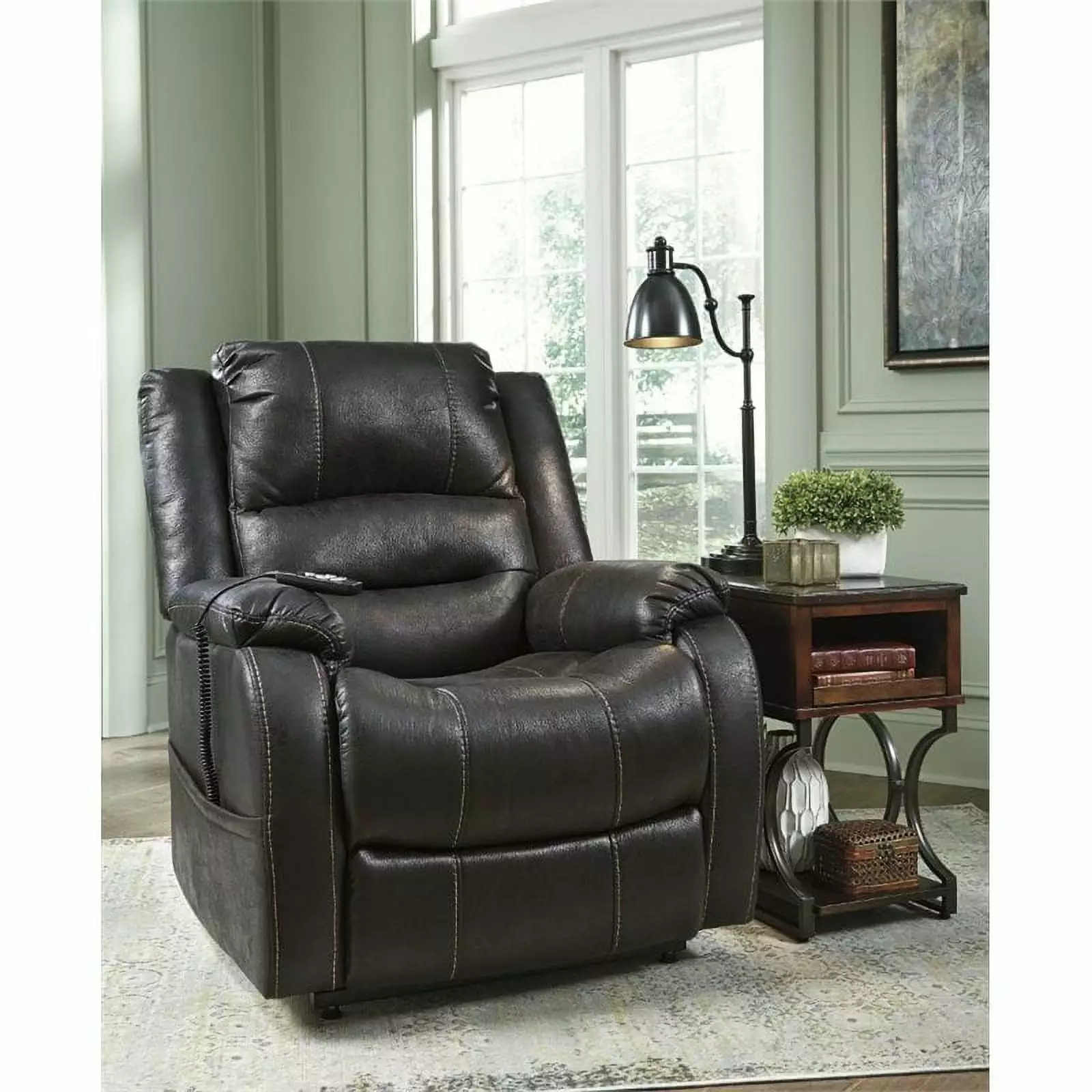 Bowery Hill Power Lift Recliner Black Easy Standing Assistance