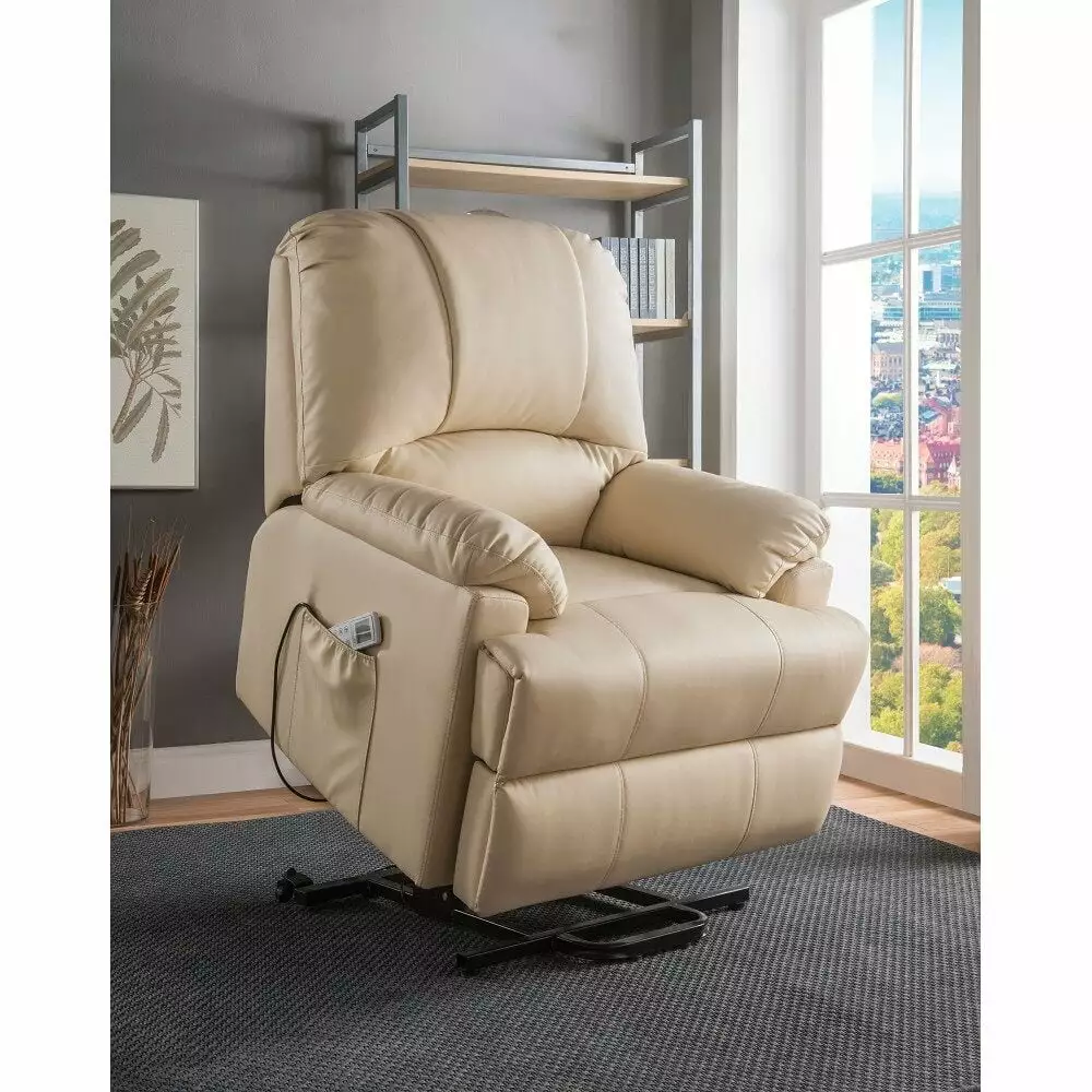DeeHome ACME Ixora Power Lift Massage Recliner Beige PU