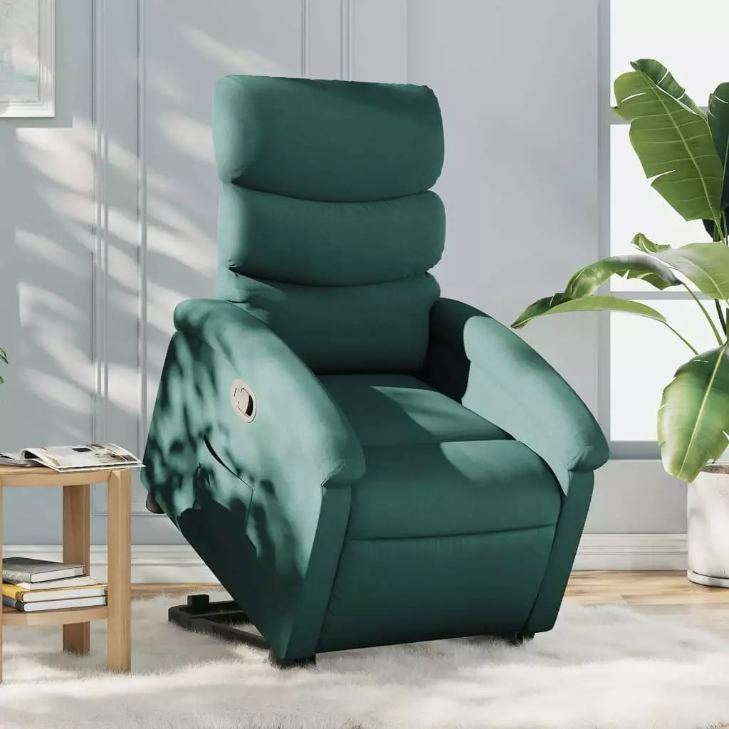 vidaXL Stand up Recliner Chair Dark Green Fabric Comfortable Seating