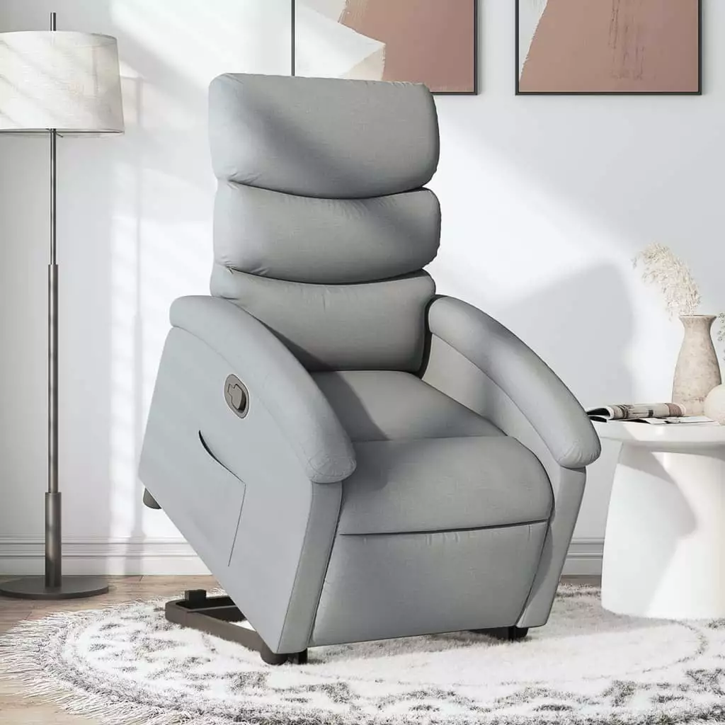 vidaXL Stand Up Recliner Chair - Light Gray Fabric Lift Recliner Elderly