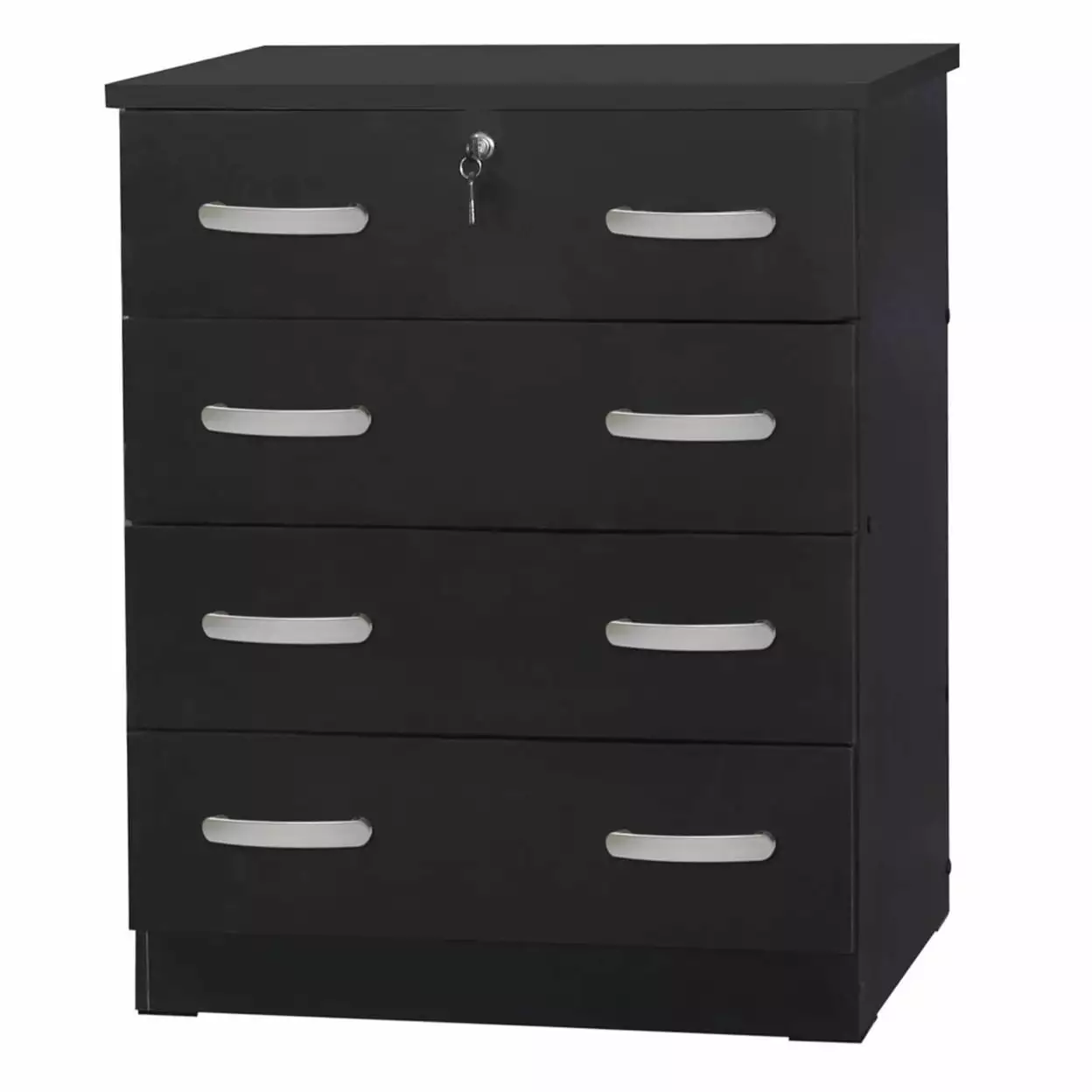 Home Furniture Cindy 4 Drawer Chest Wooden Dresser Lock Black Better Home Products