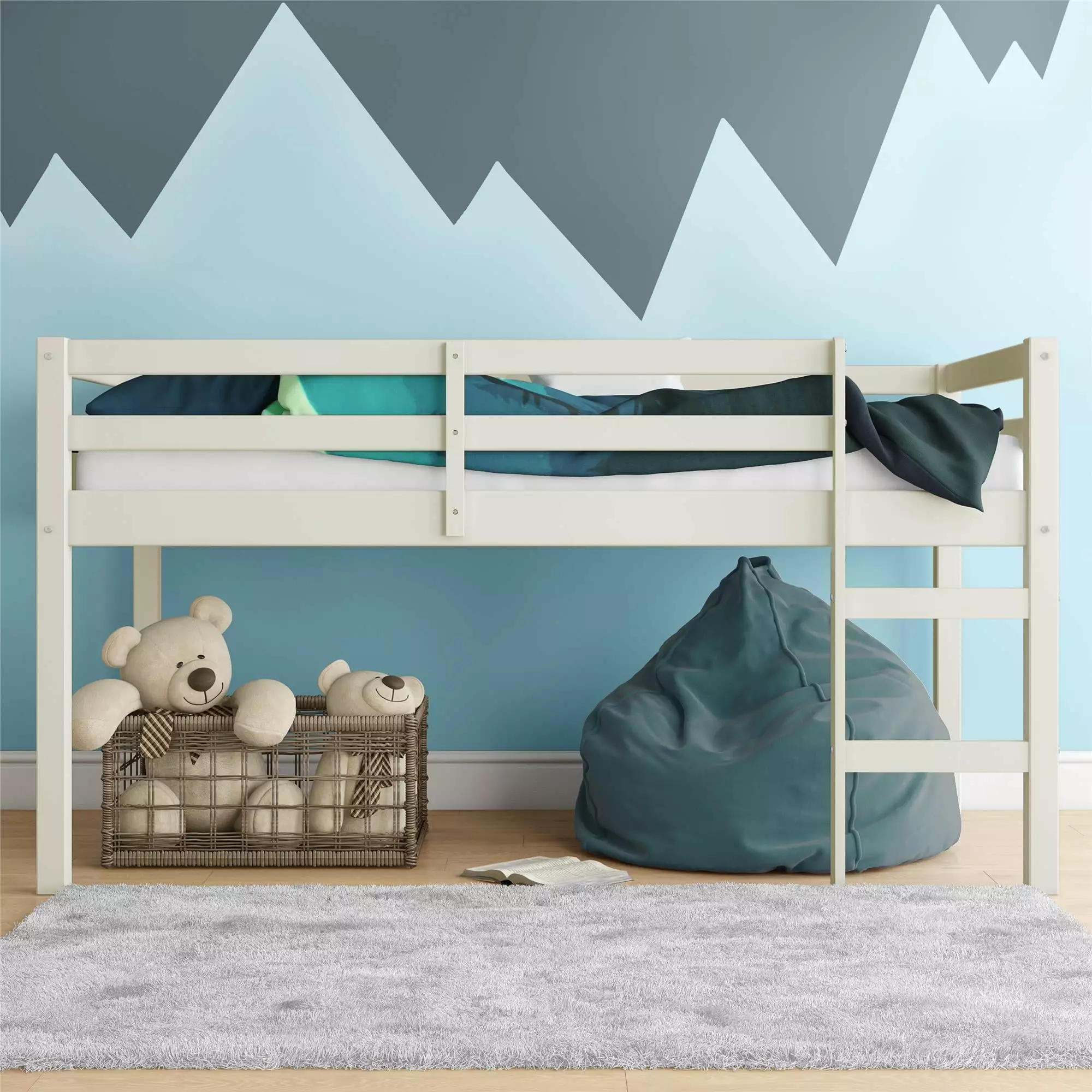 DHP Benson Junior Twin Loft Bed White Finish Kids Room