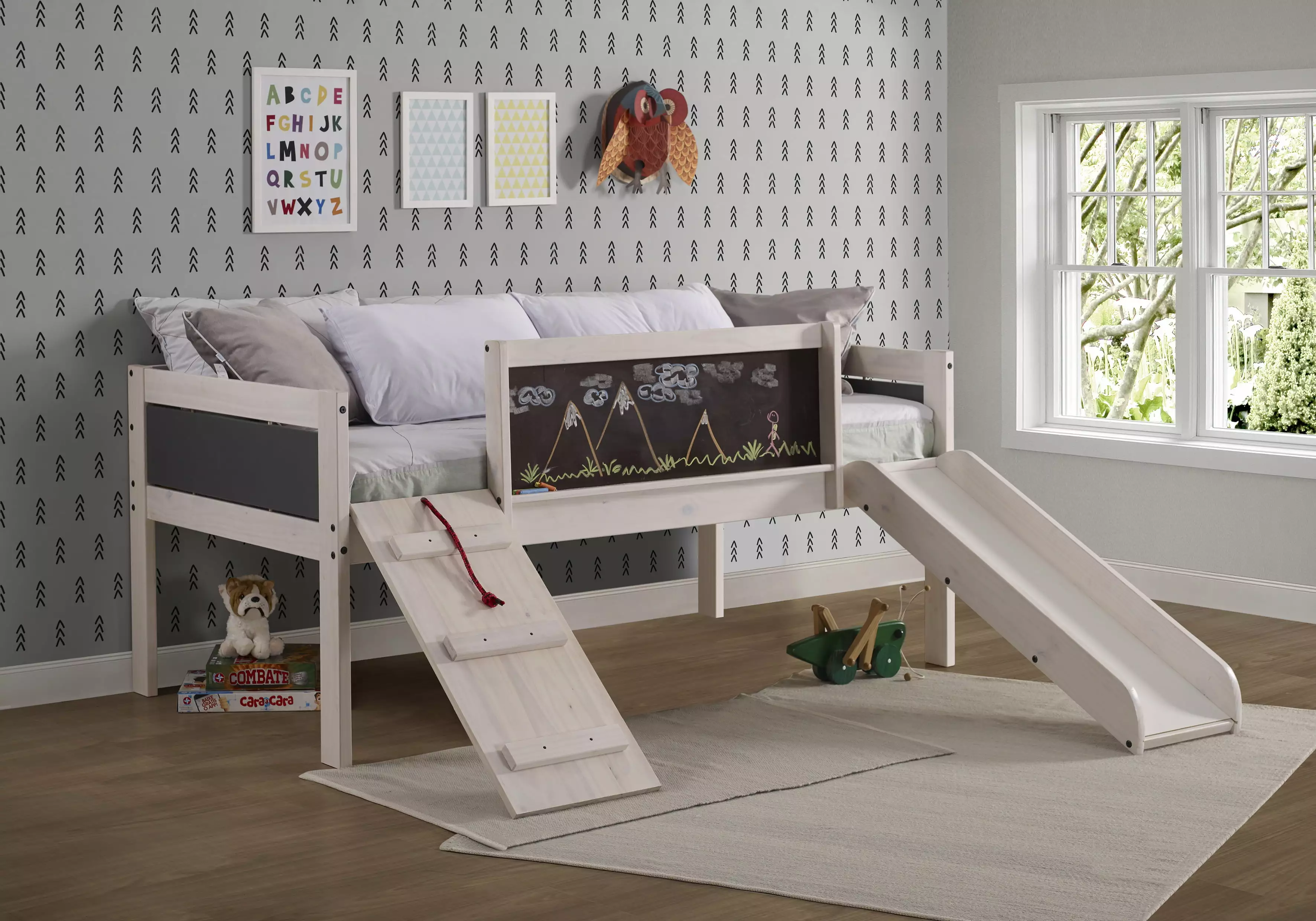 Donco Kids Art & Play Twin White Wash Junior Low Loft Bed - White