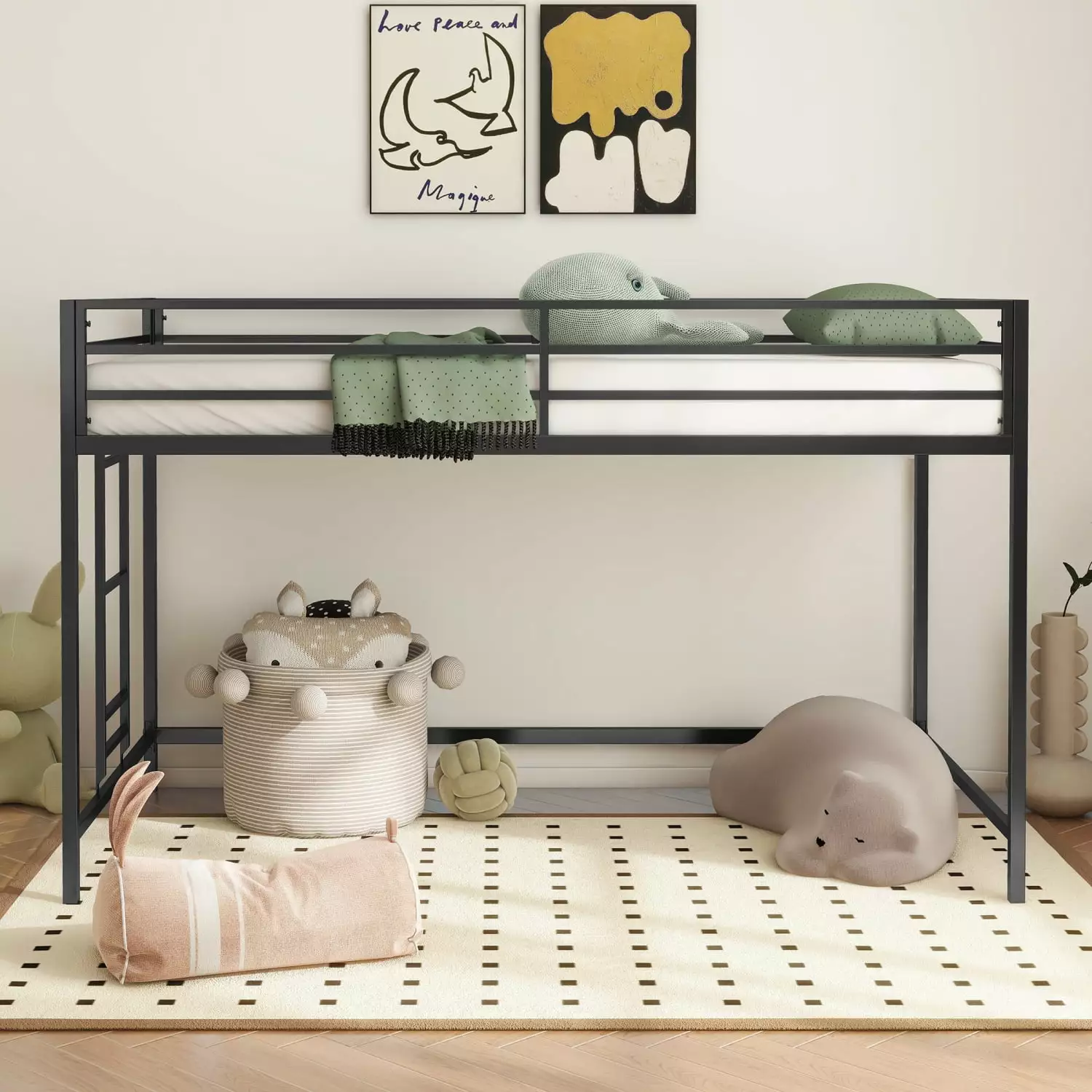 Adam Junior Twin Loft Bunk Bed Black en