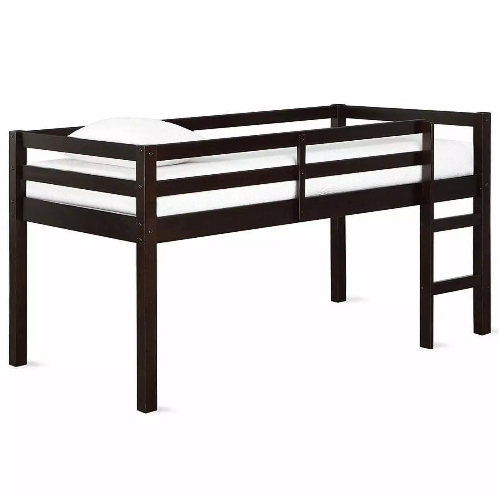 Pemberly Row Transitional Twin Junior Loft Bed Espresso Finish