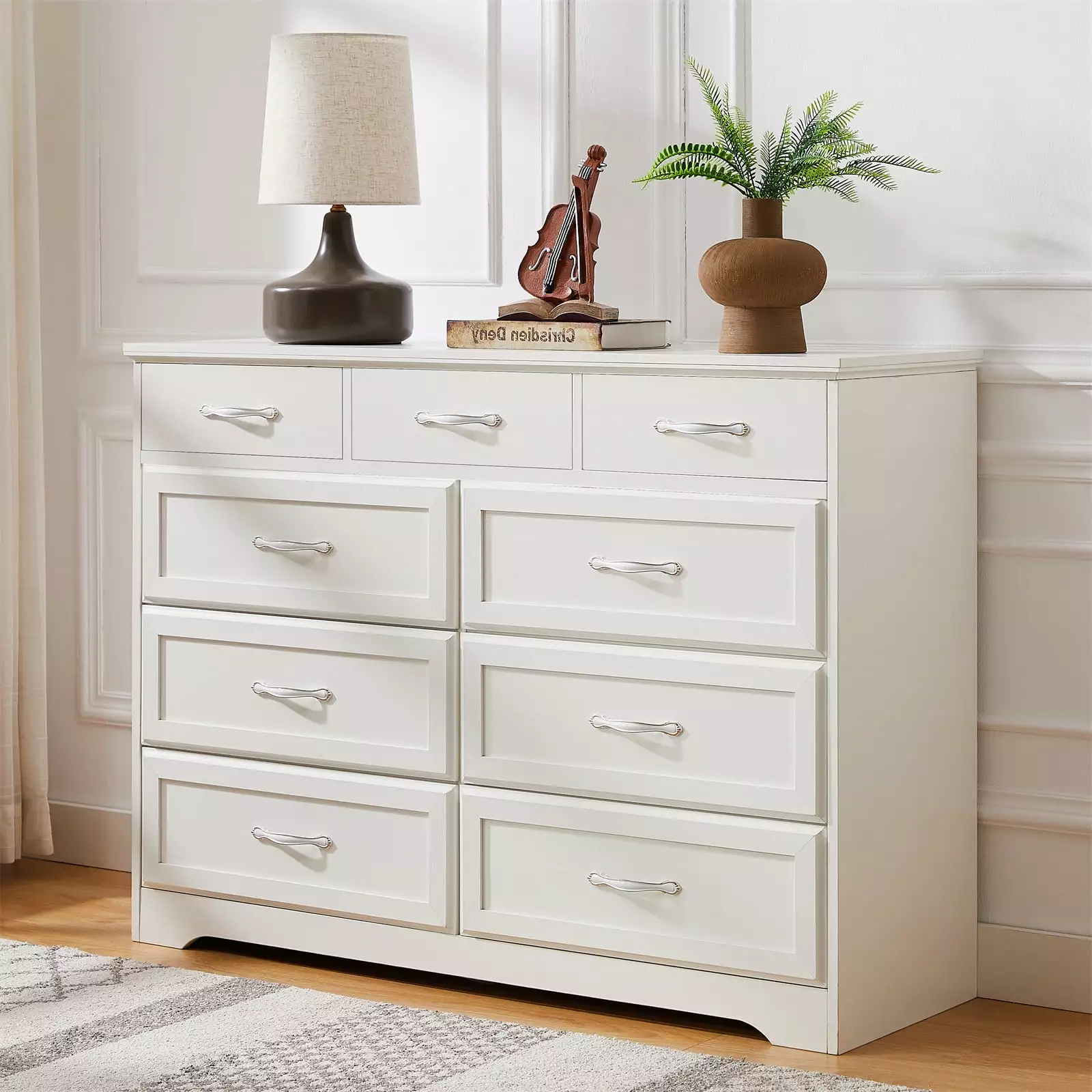 9 Drawer Dresser Modern Long Dresser Antique Handles Wood Chest Drawers HeroicLion