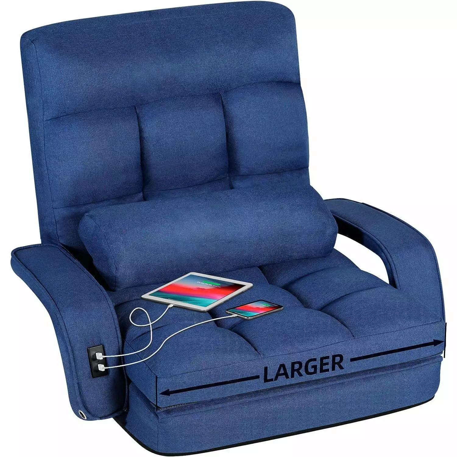 SEYATPOOL Comfy Floor Chair Bedroom 2 USB Charging Ports 5-Position Floor Couch Gaming Chairs Adults Lounge Chair Indoor F...