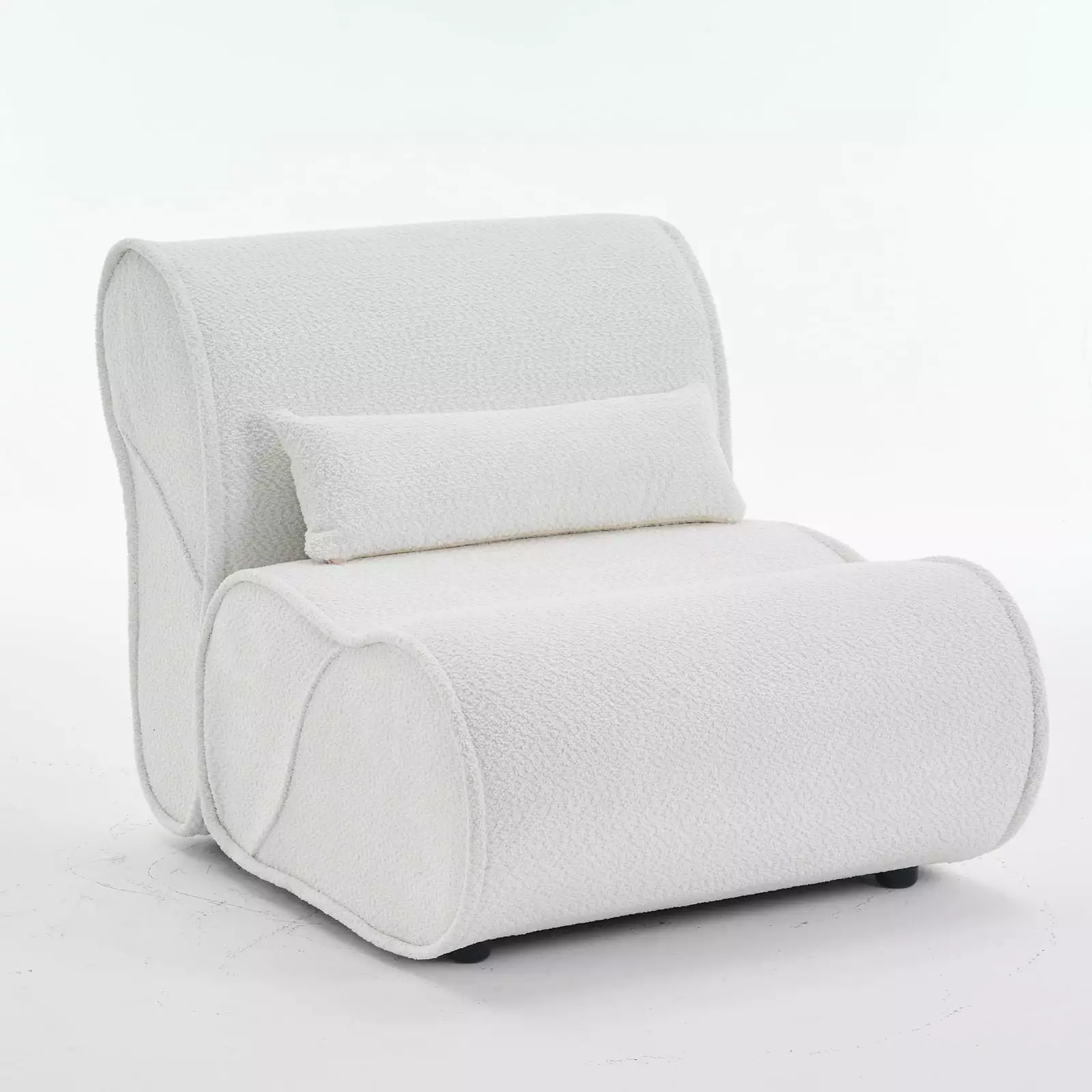 Yone jx je Soft Pellet Velvet Recliner Beige - Modern Lounge Chair Waist Pack Padding