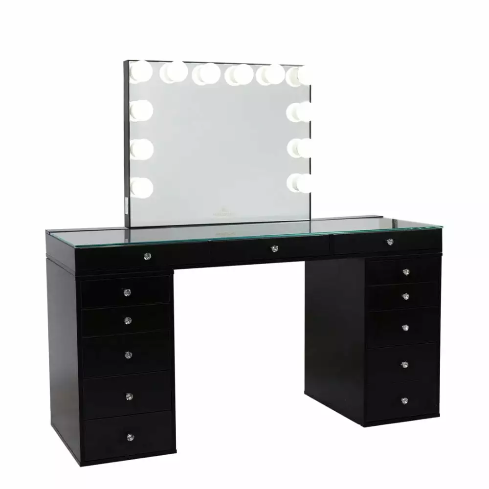 Impressions Vanity Desk Slaystation Pro 2.0 Makeup Vanity Table 5 Drawer Units Bundle and Makeup Storage Large Makeup Vani...