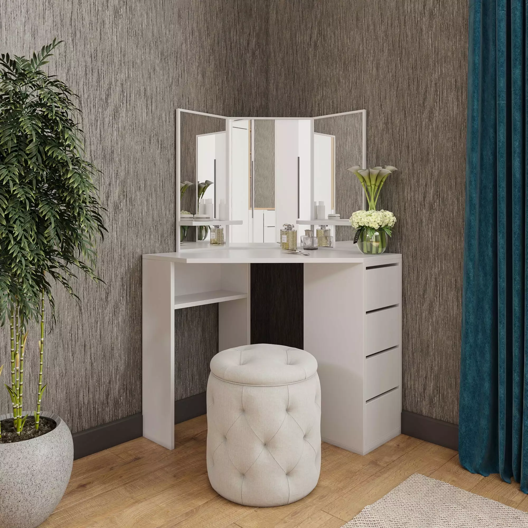 RoomIntelligent Victory Makeup Table Mirror and Storage Roomsmart
