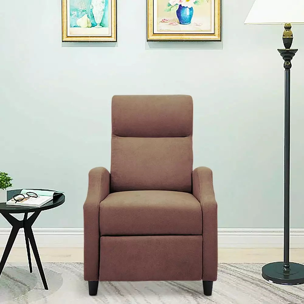 Abble Manual Recliner Brown Leather Living Room Chair