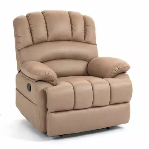 Large Manual Recliner Chair Yellow Fabric Comfortable Living Room Furniture ANHUITAGS