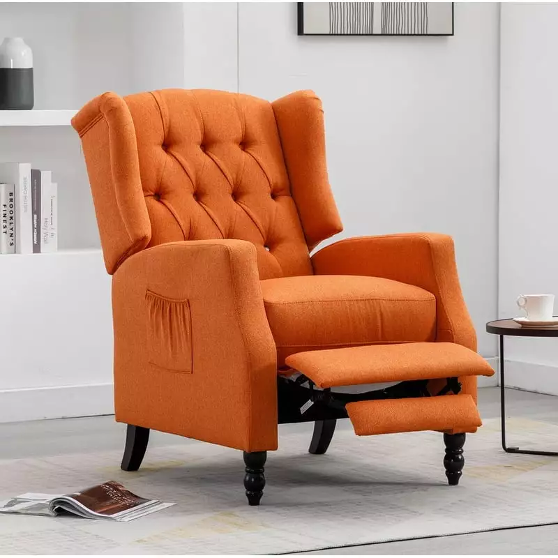 Linen Upholstered Adjustable Recliner Chair Living Room Orange Bed Bath & Beyond