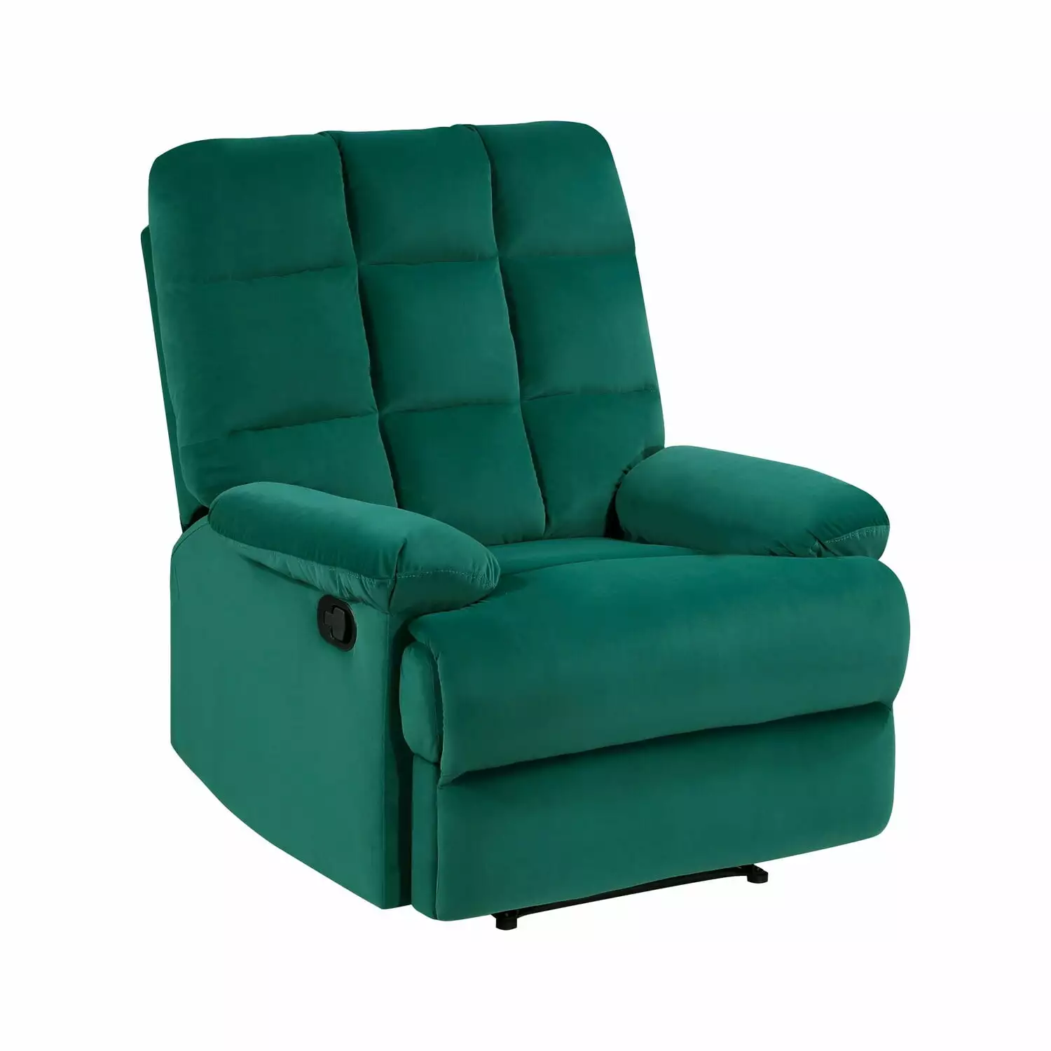 Benjara Patty 36 Inch Manual Recliner Chair Green Velvet Solid Wood Frame