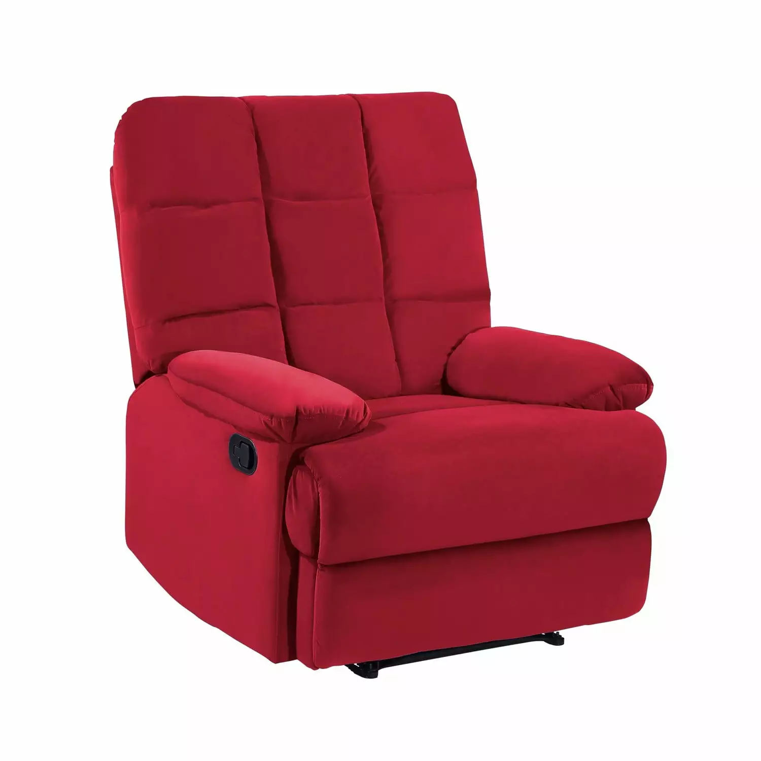 Benjara Patty 36 Inch Manual Recliner Chair Red Velvet Solid Wood