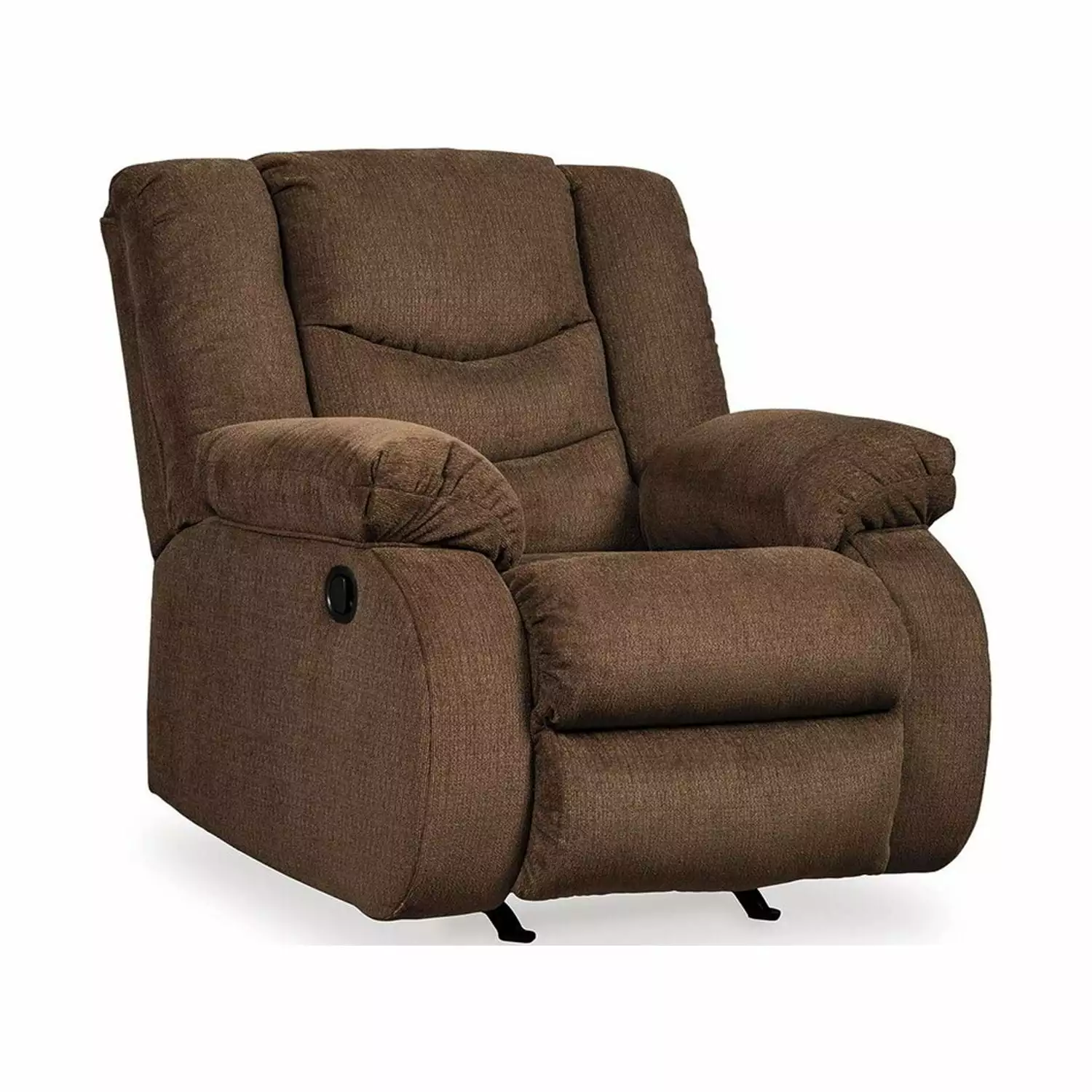 Tee 40 Inch Manual Recliner Chair Chocolate Brown Chenille - Rocker Recliner Living Room Benjara