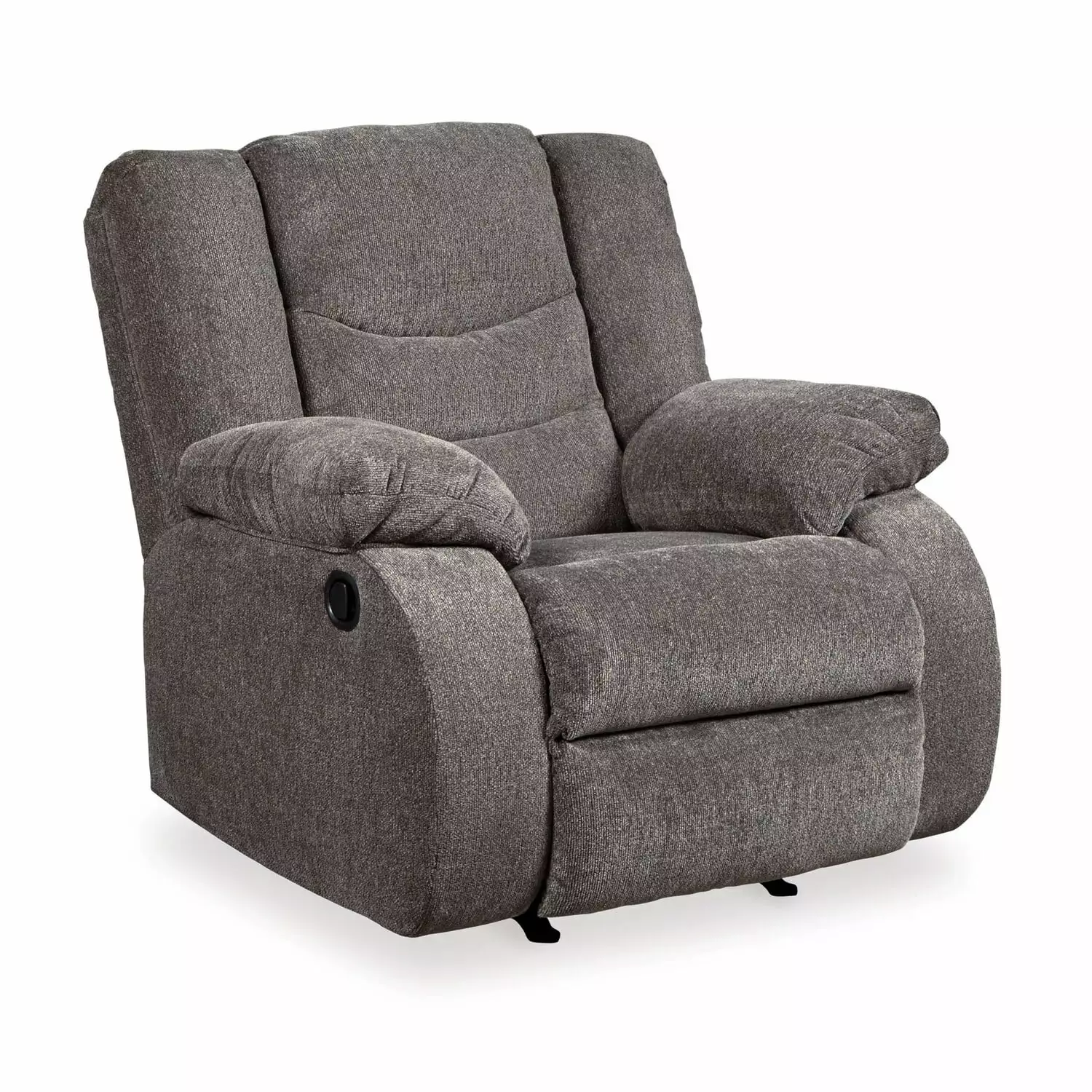 Tee 40 Inch Manual Recliner Chair Gray Chenille Upholstery and Rocker Benjara