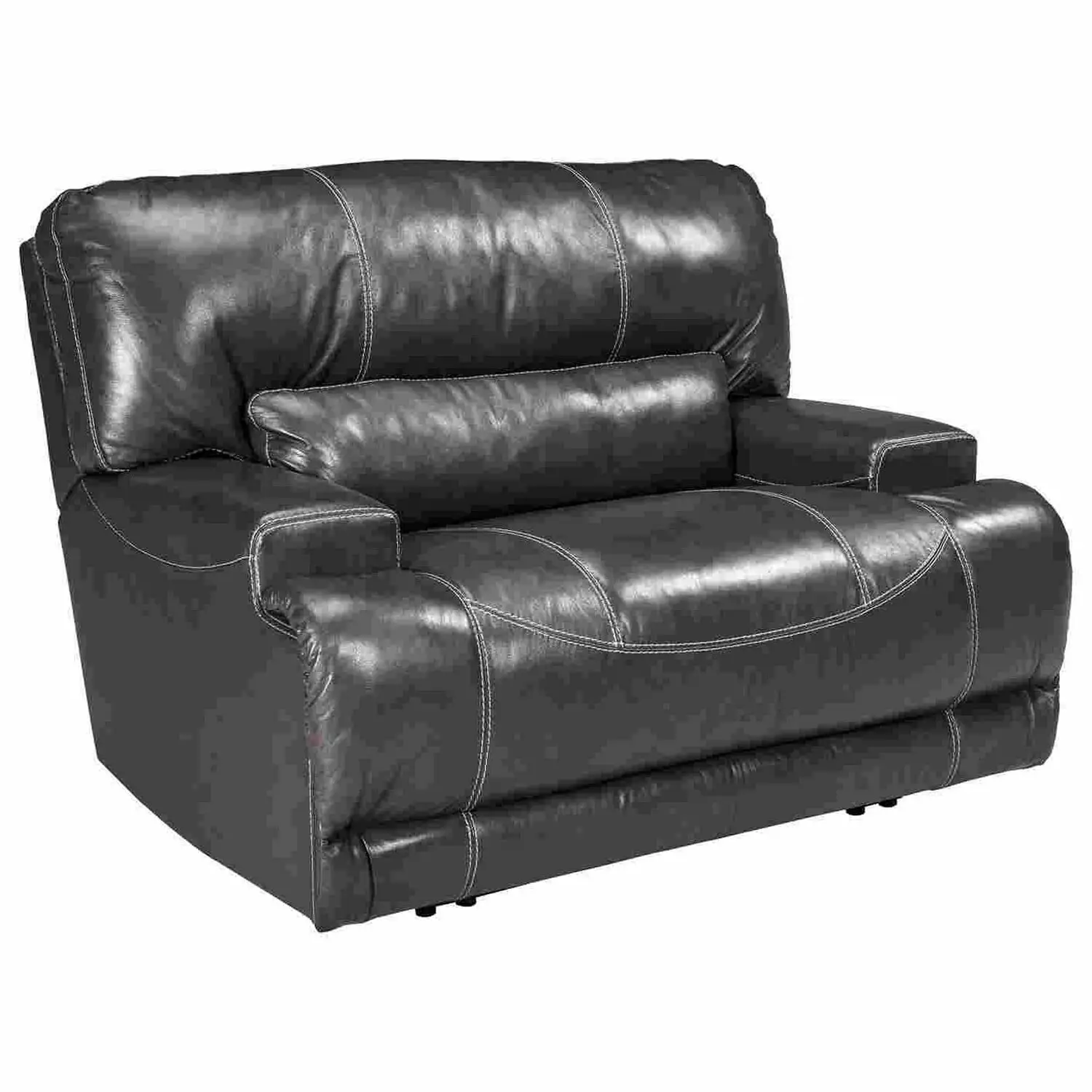 Benjara Wide Seat Manual Recliner Track Arms Gray Benzara