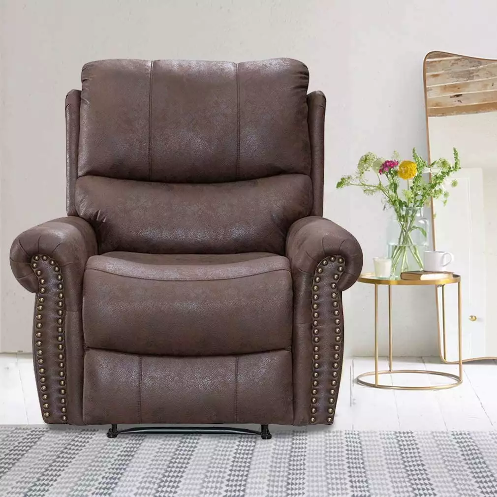 Recliner Chair Reclining Sofa Couch Palomino Fabric Home Theater Seating Manual Recliner BestMassage