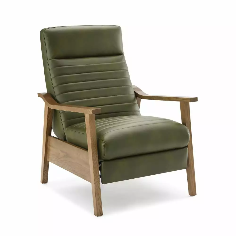Comfort Pointe Arthur Fern Green Faux Leather Wood Arm Push Back Recliner Chair