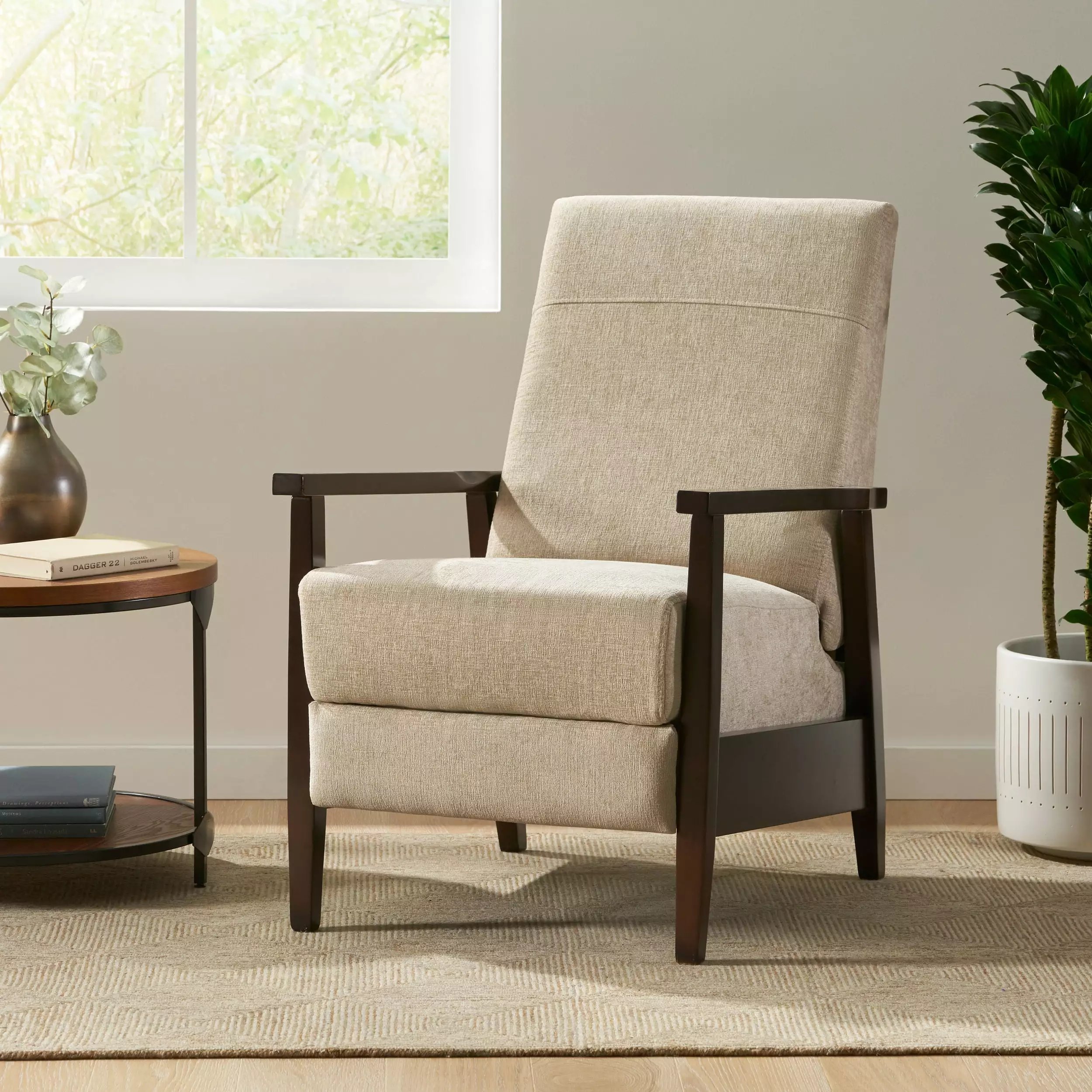 DeeHome 24.75'' Wide Wood Hand Manual Club Recliner - Classic Living Room Chair