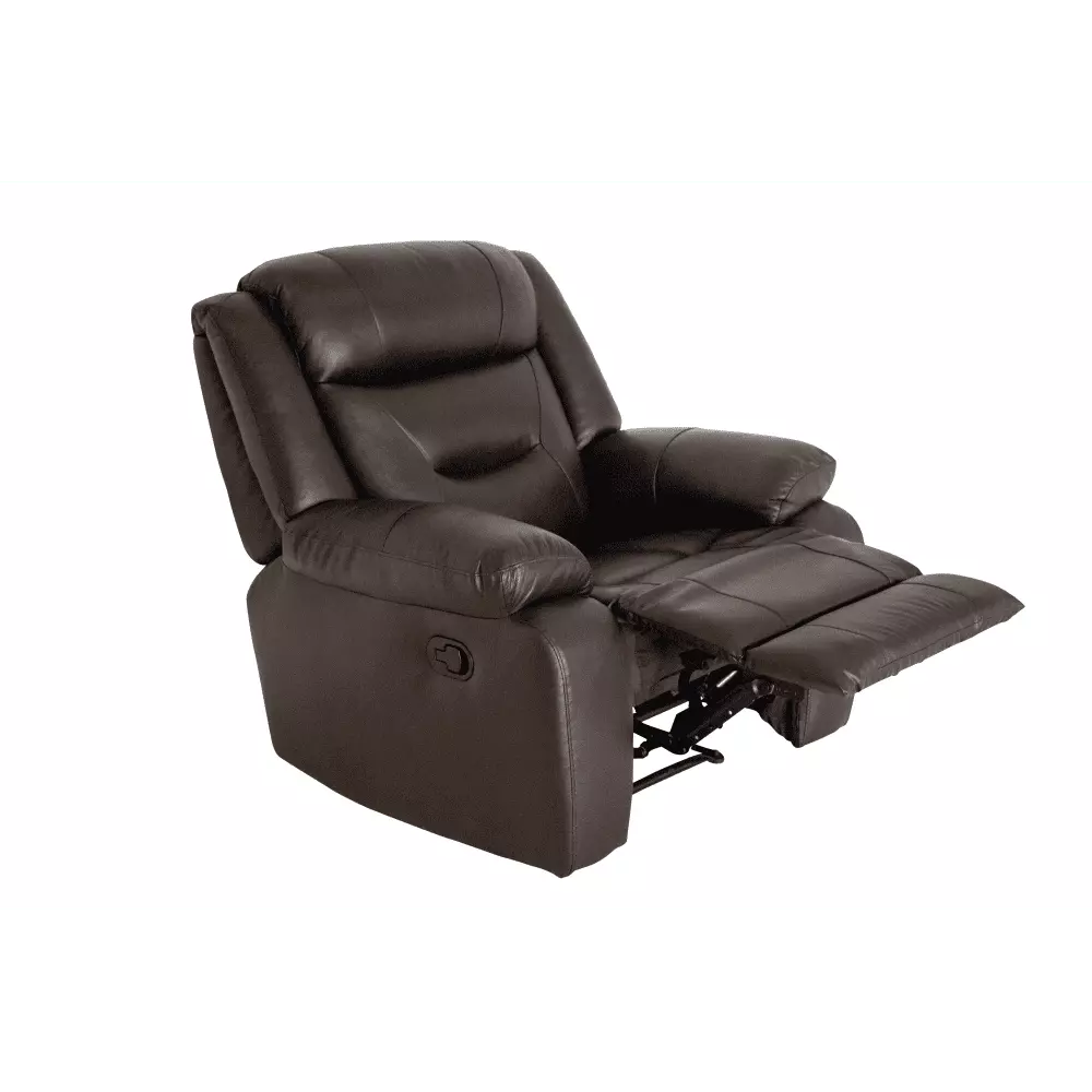DeeHome Kalispell Brown Top Grain Leather Manual Recliner - Classic and Durable