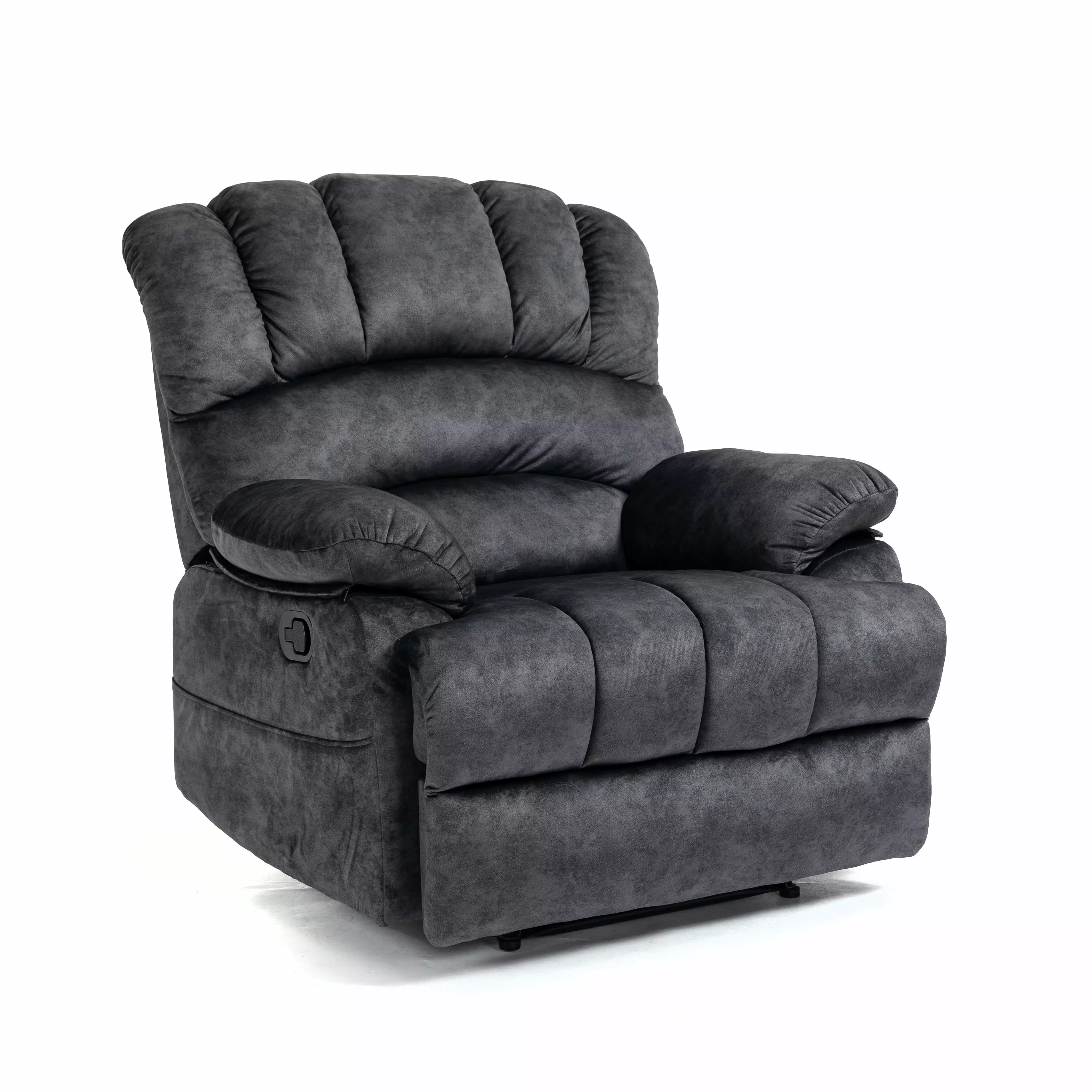 DeeHome Large Manual Recliner Chair Gray Fabric Living Room