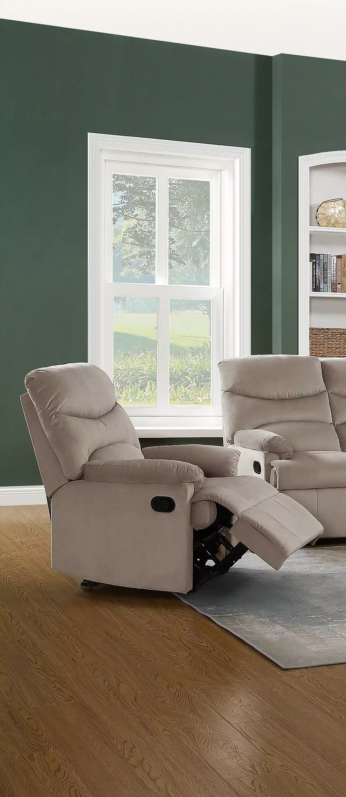 DeeHome Luxurious Velvet Light Brown Motion Recliner Chair Living Room