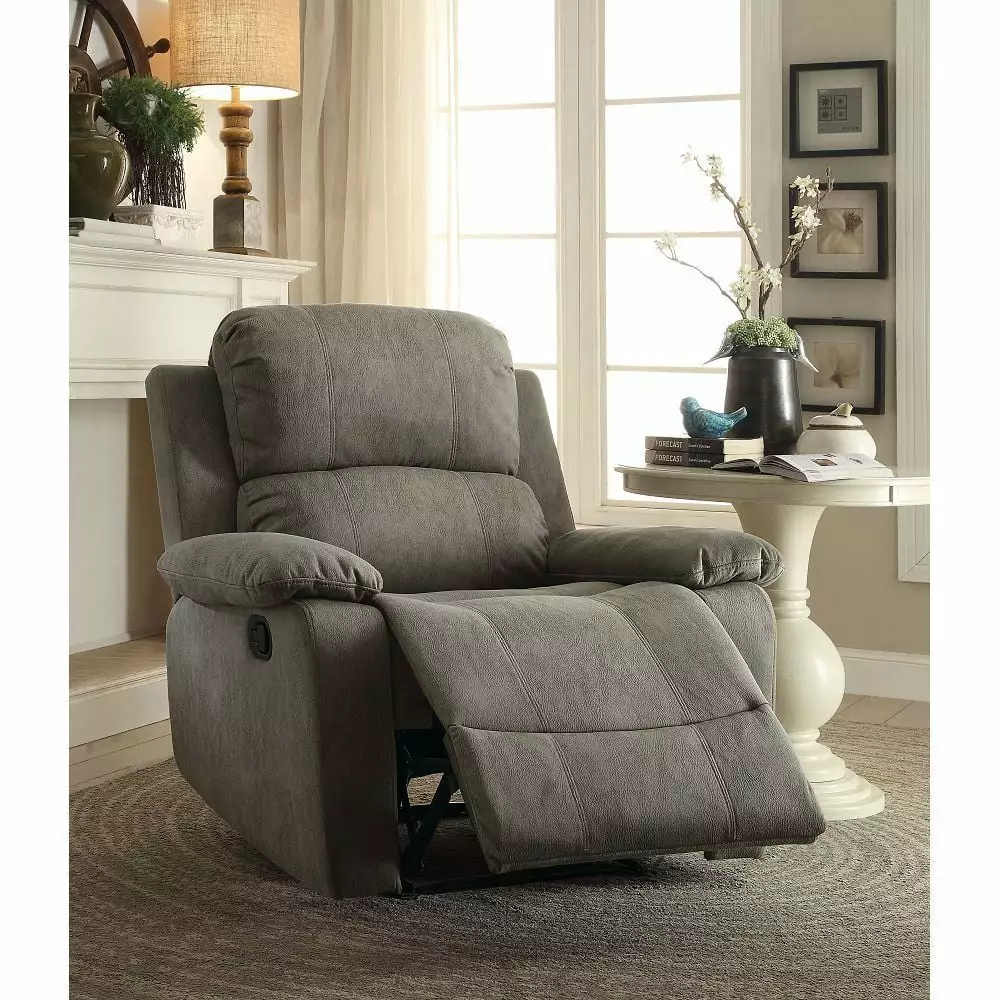 Bina Microfiber Recliner Gray Living Room Comfort Go Green Woods