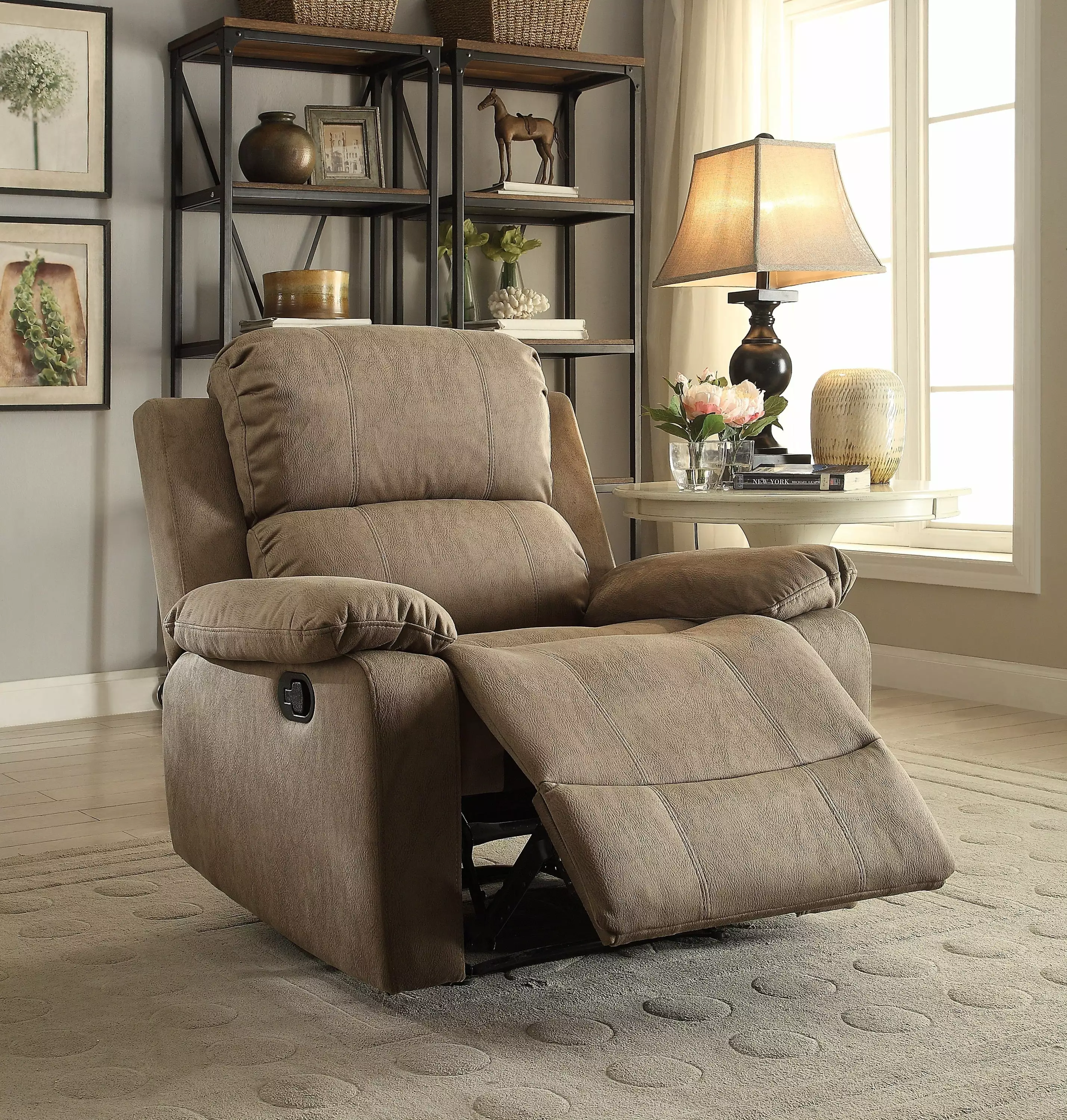Bina Microfiber Recliner Taupe Living Room Comfort Go Green Woods