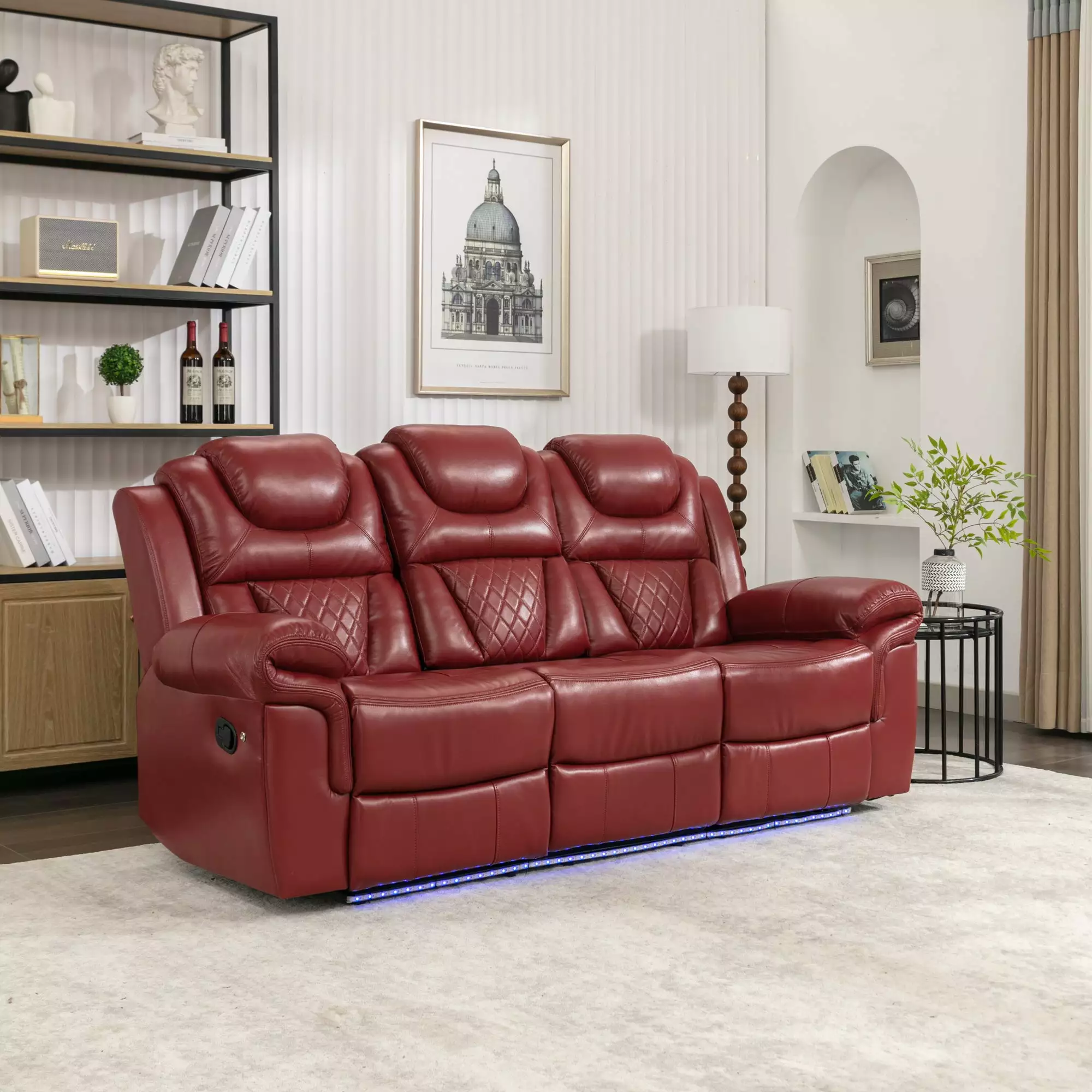 Milo Manual Recliner Seat Center Console Red - Comfortable Living Room Chair Go Green Woods