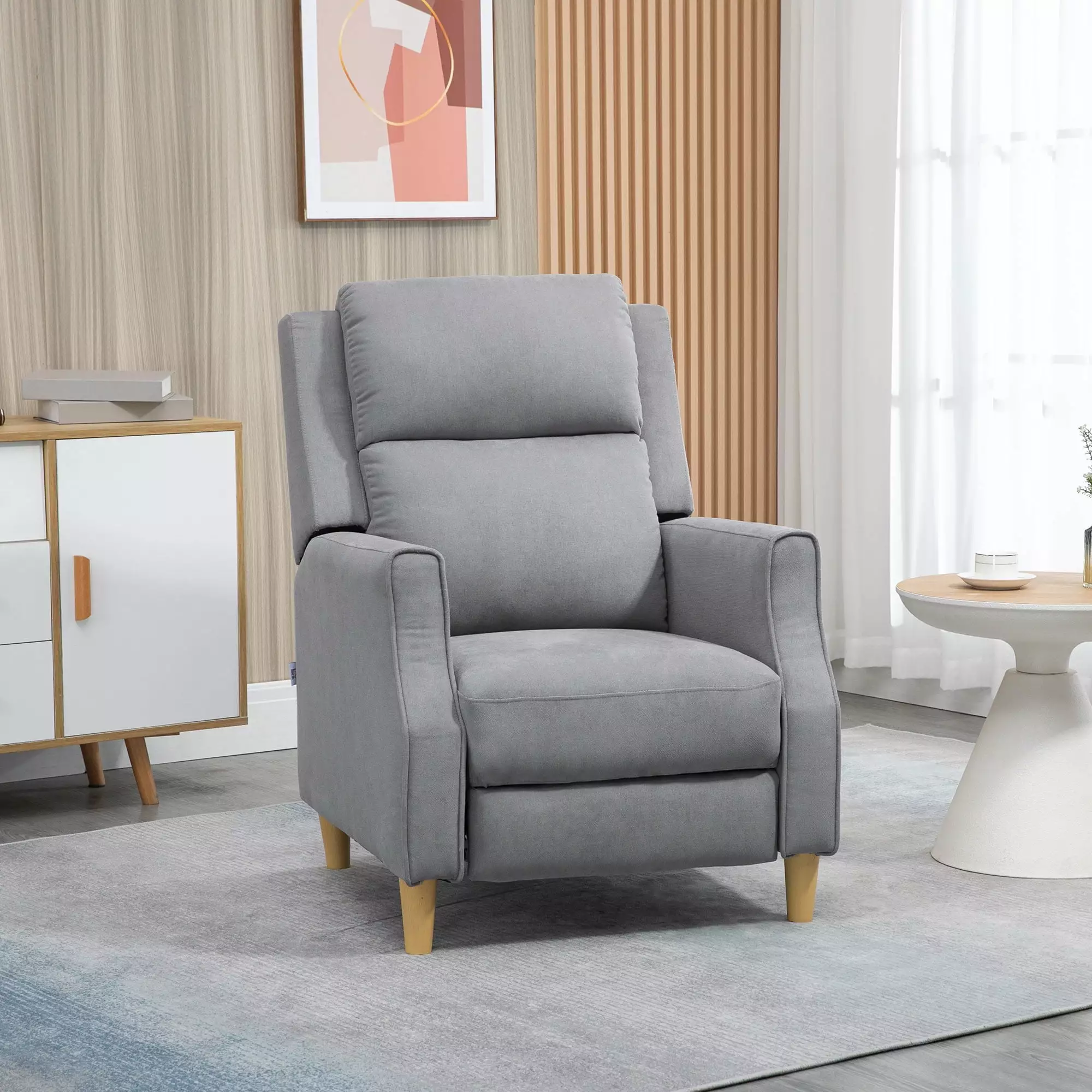 HOMCOM Manual Recliner Chair Footrest Contemporary Living Room