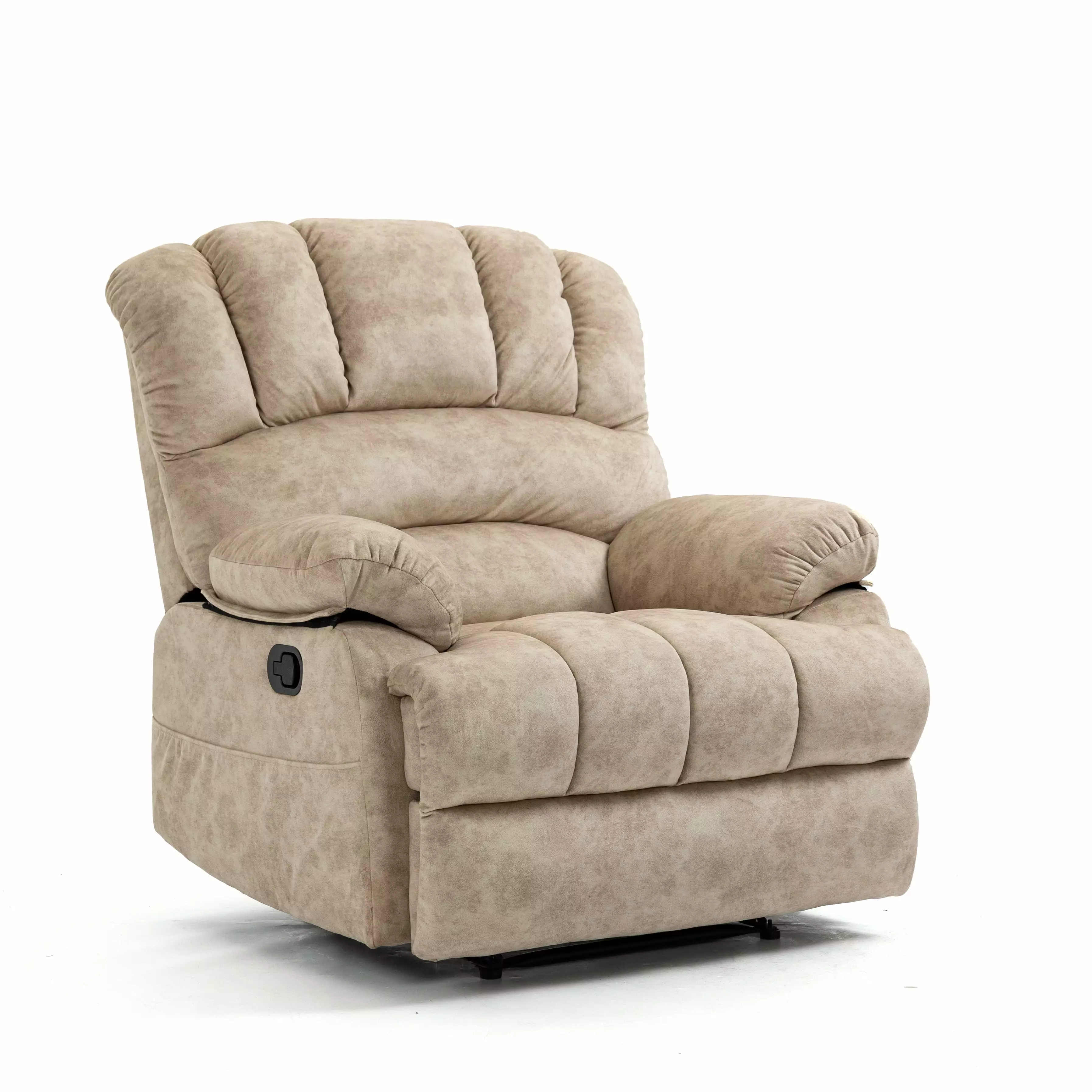 Homiyad Large Manual Recliner Chair Beige Fabric Living Room