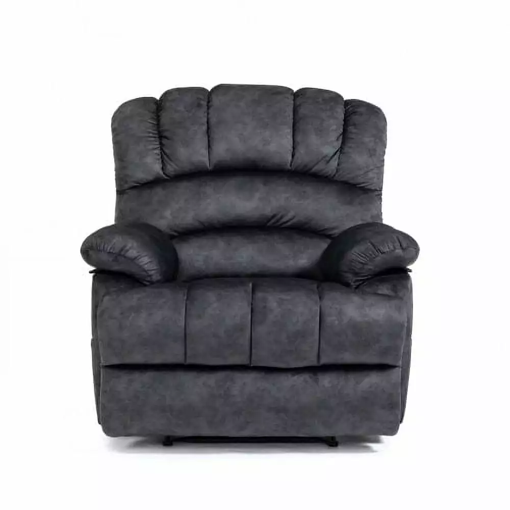 Large Manual Recliner Chair Gray Fabric Comfortable Living Room Furniture Hypeshops