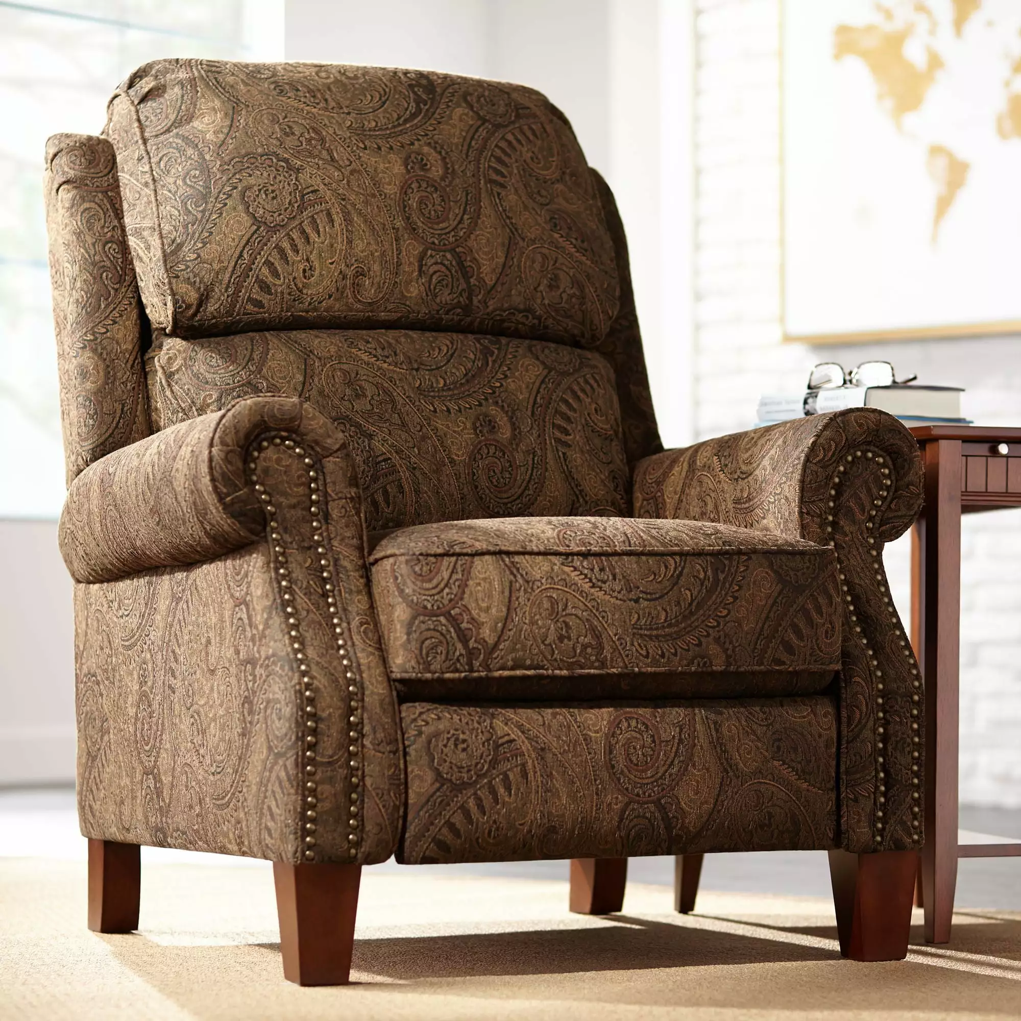 Kensington Hill Beaumont Warm Brown Paisley Fabric Recliner Chair