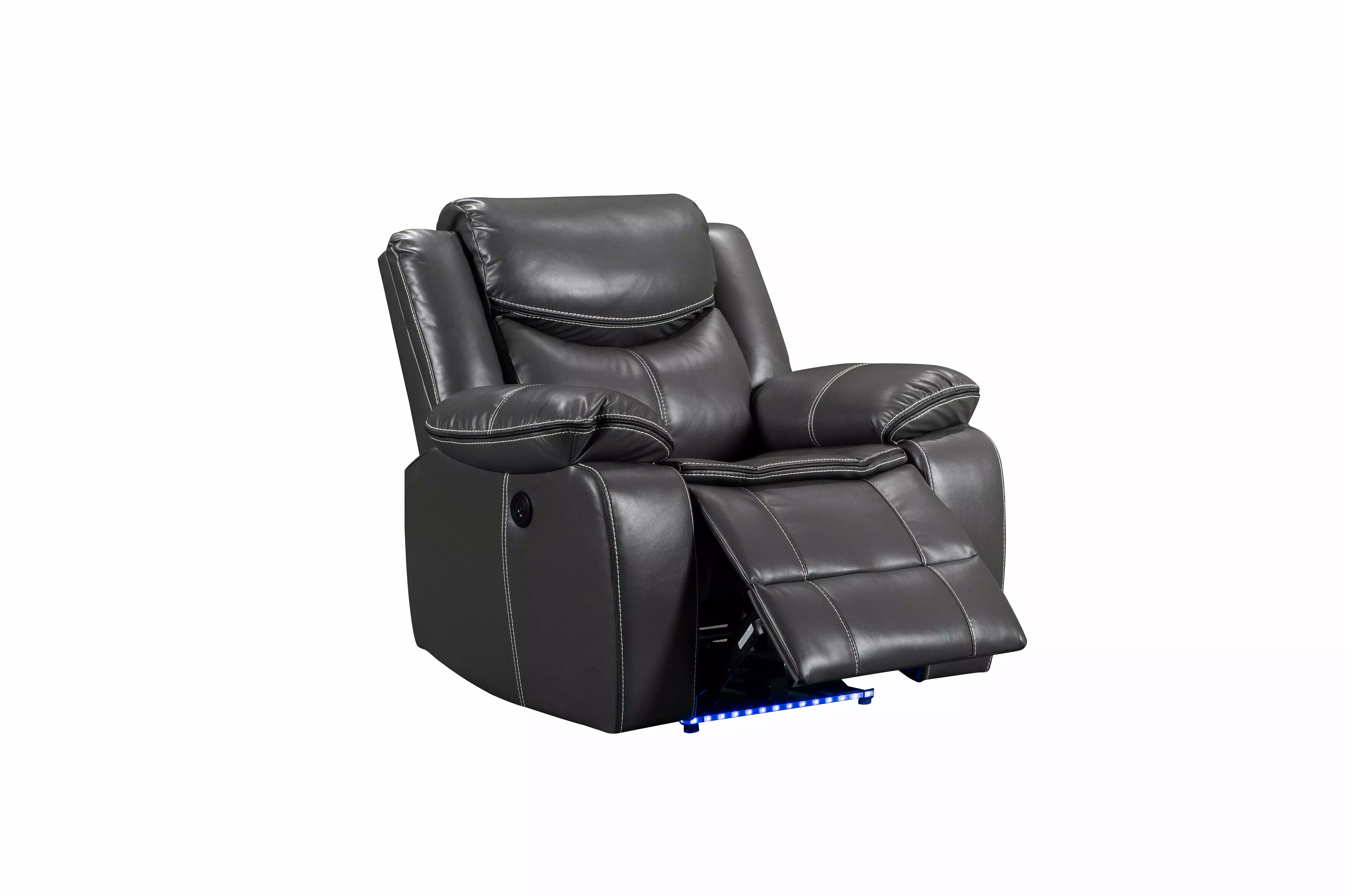 LANTRO JS Upholstered Sofa Recliner Chair Manual Reclining Storage Console