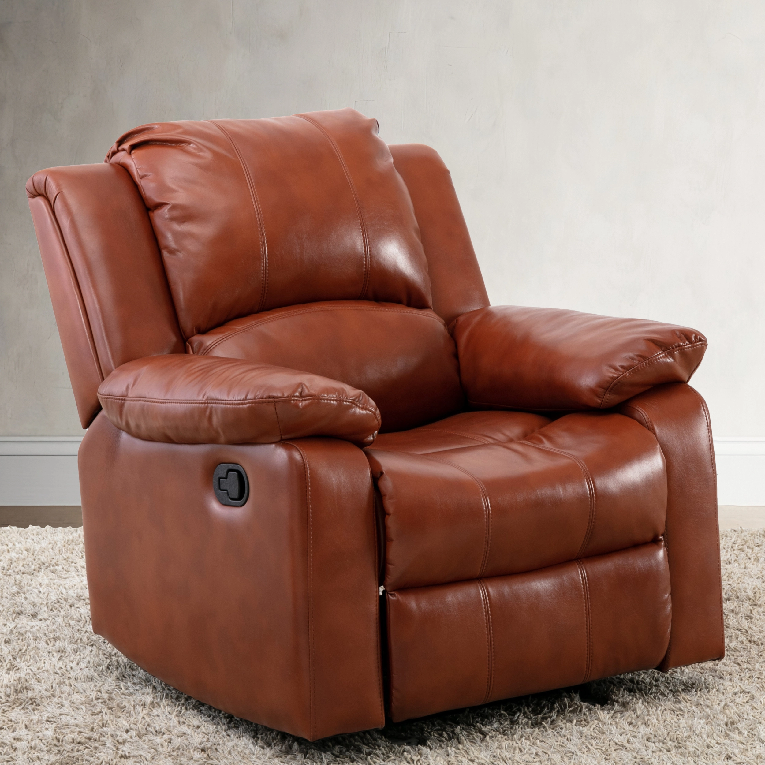 Charlotte Caramel Leather Gel Recliner Plush Cushioning Miekor