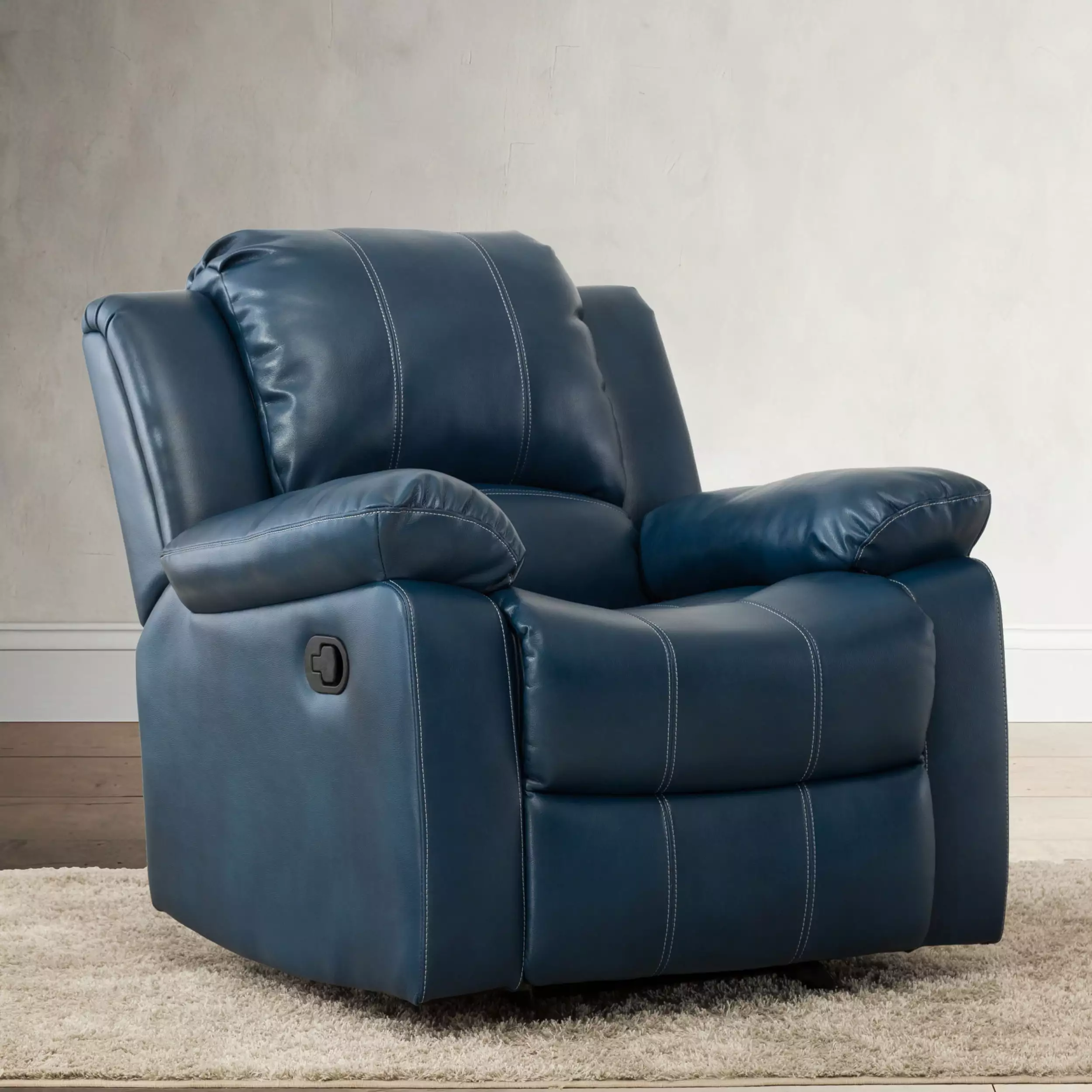 Charlotte Navy Blue Leather Gel Recliner Stylish Living Room Miekor